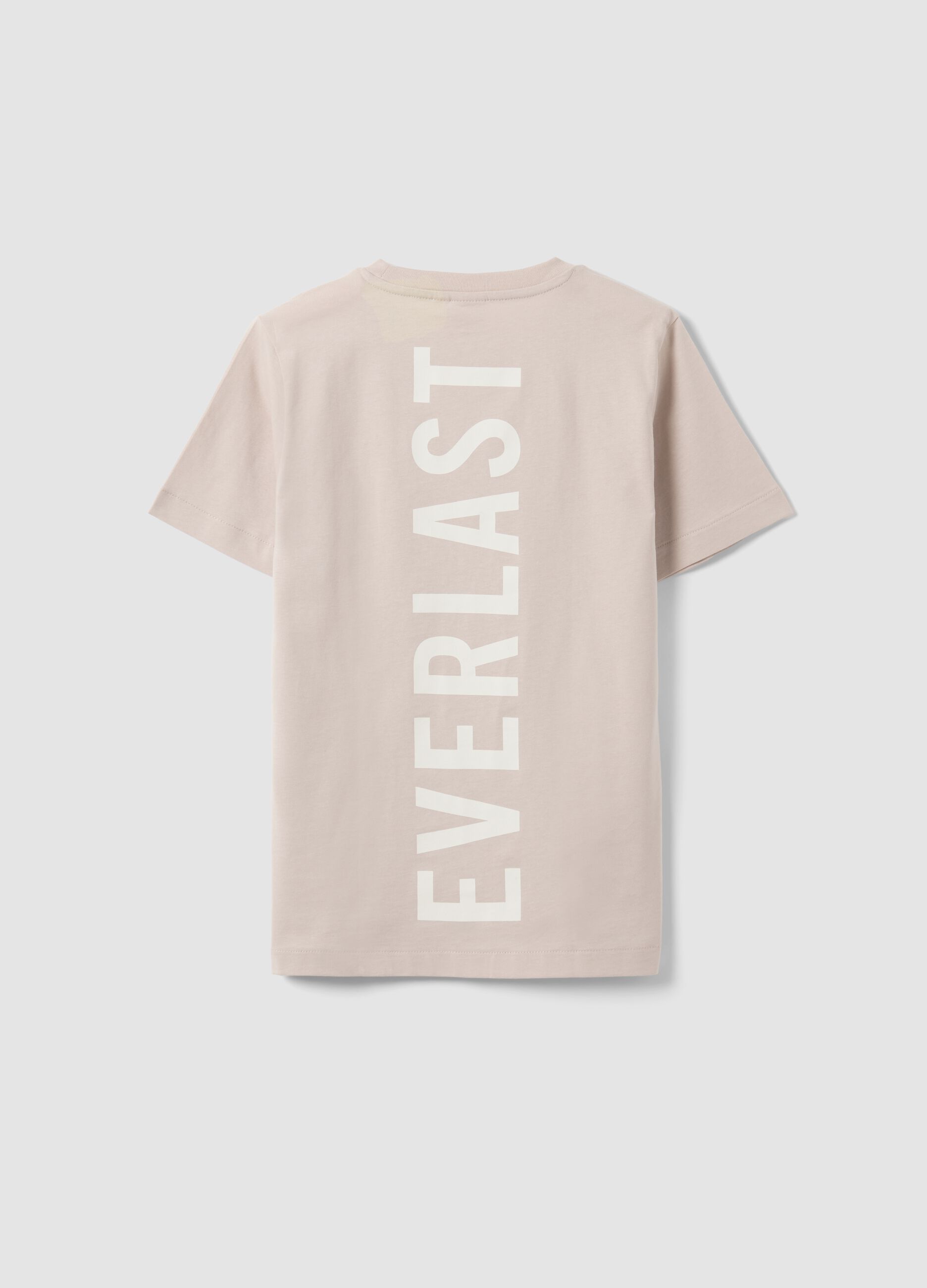 Beige pure cotton regular-fit printed T-shirt for girls