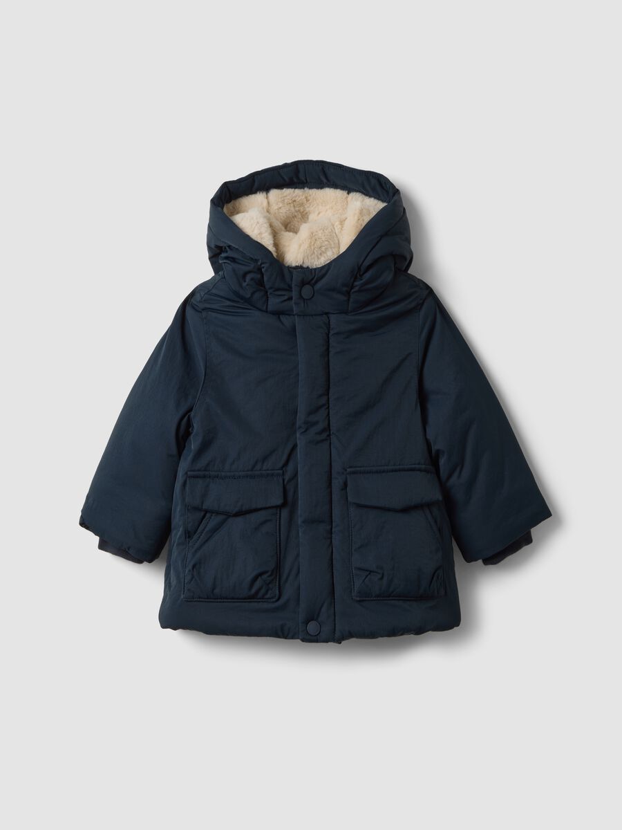 Blue padded hooded jacket_0