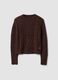 Brown crew-neck cable-knit wool-blend jumper, regular fit_0