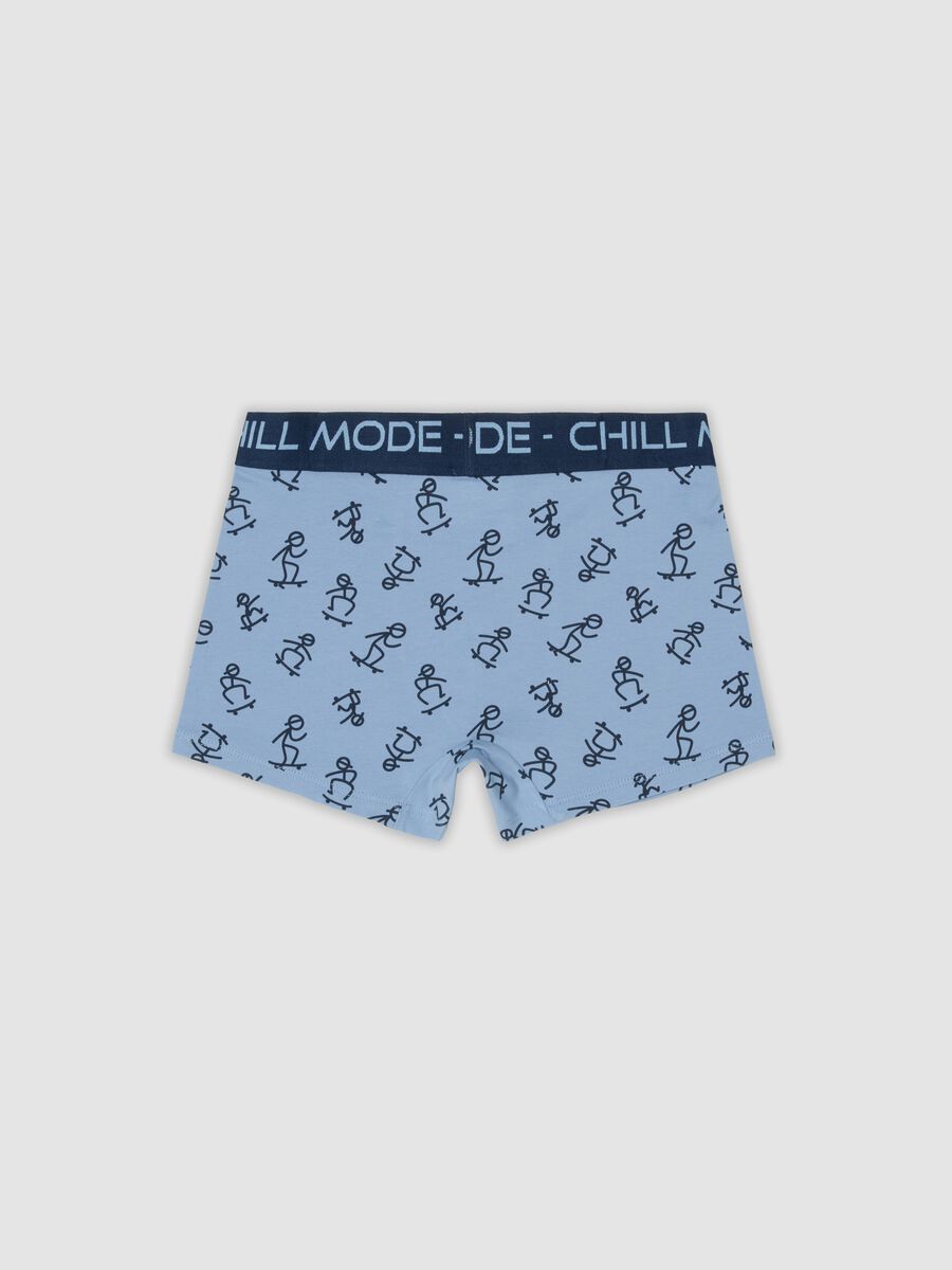 Blue midi boxer shorts in organic cotton with all-over print for boys_1