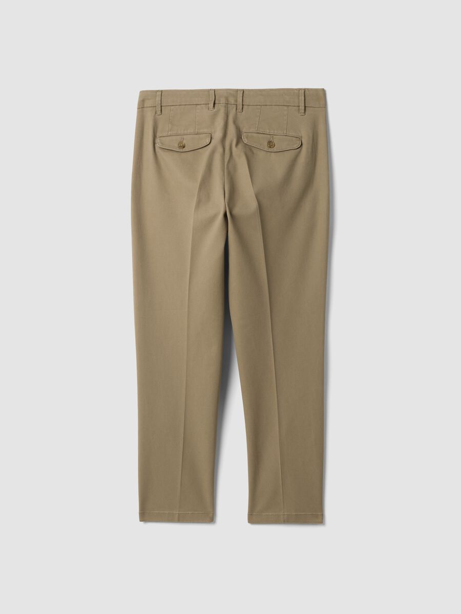 Beige regular tapered-fit stretch cotton twill chino trousers_2