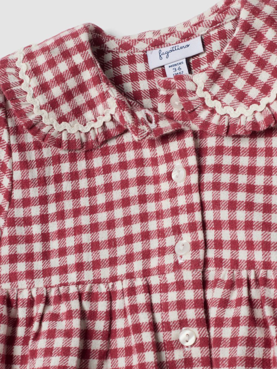 Red dress with pure cotton gingham collar_2
