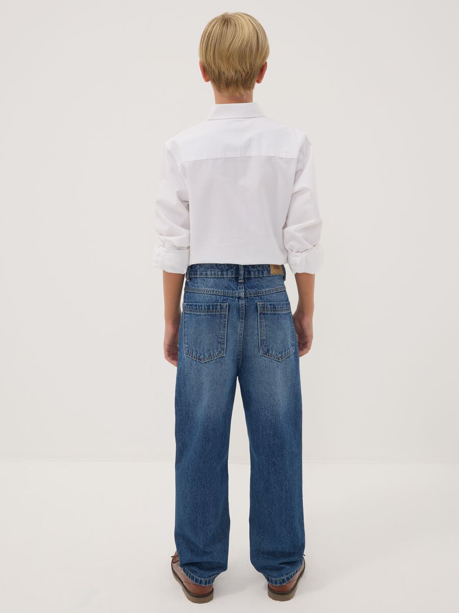 Blue baggy pure cotton ripped jeans for boys_1