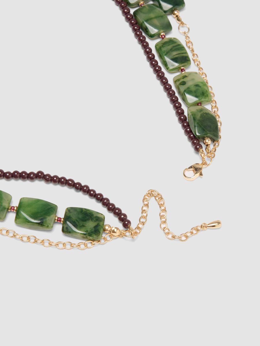 Green and blue double-strand necklace with pendants_2