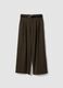 Brown wide-leg stretch viscose trousers_0