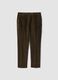Pantaloni marroni in cotone elasticizzato a coste_0