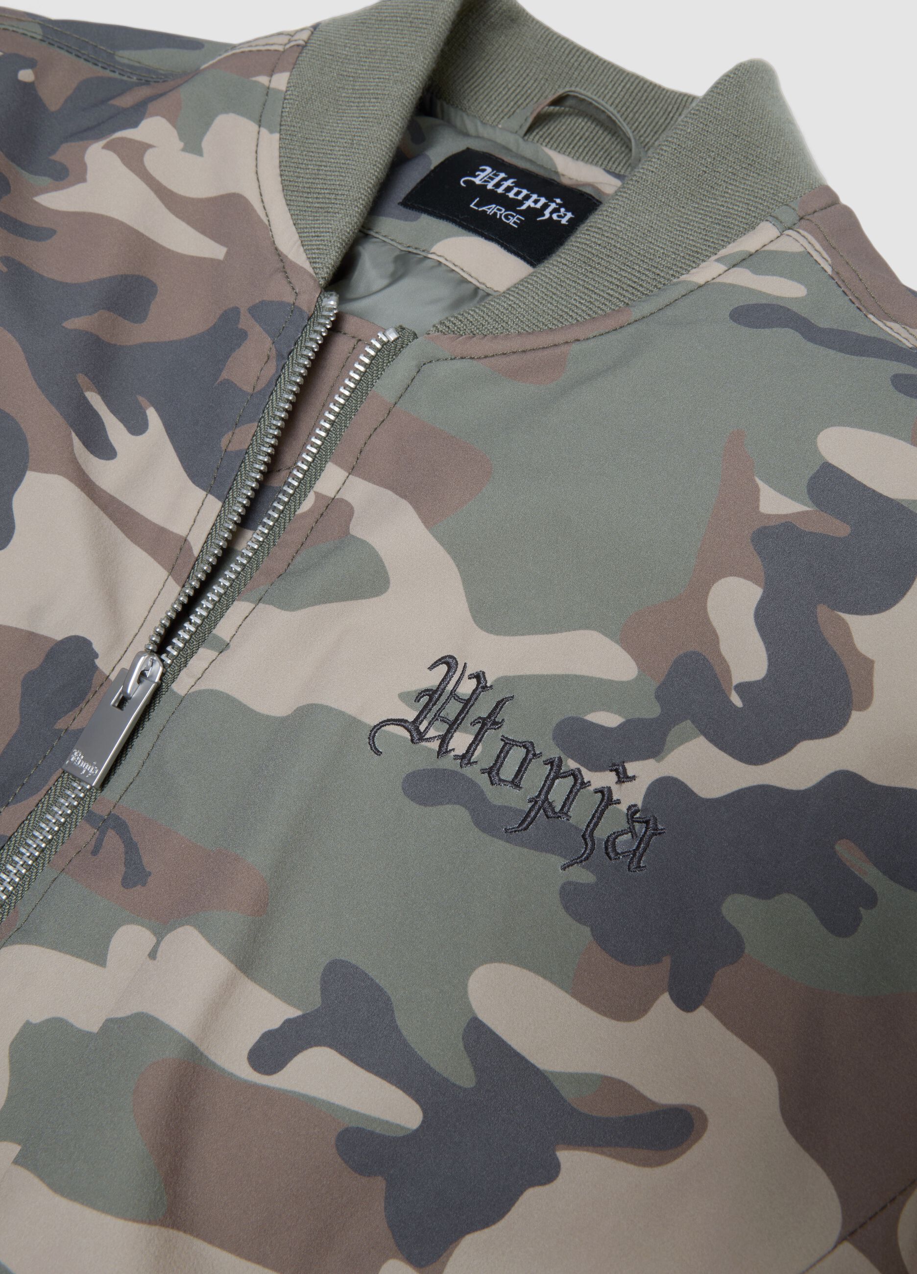 Nylon Camo Bomber Jacket