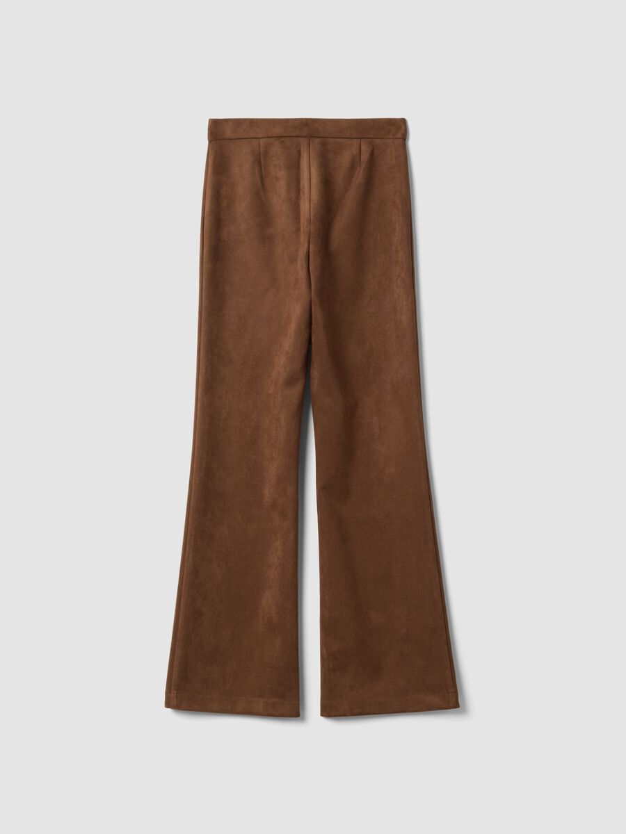 Pantaloni marroni flare in tessuto elasticizzato_6