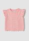 Gilet rosa chiaro in misto viscosa con girocollo in maglia_0