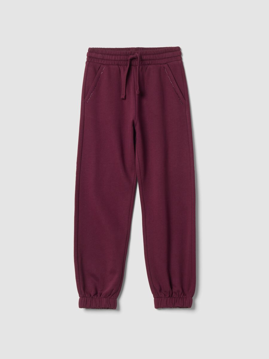 Purple regular-fit fleece joggers in pure cotton_0
