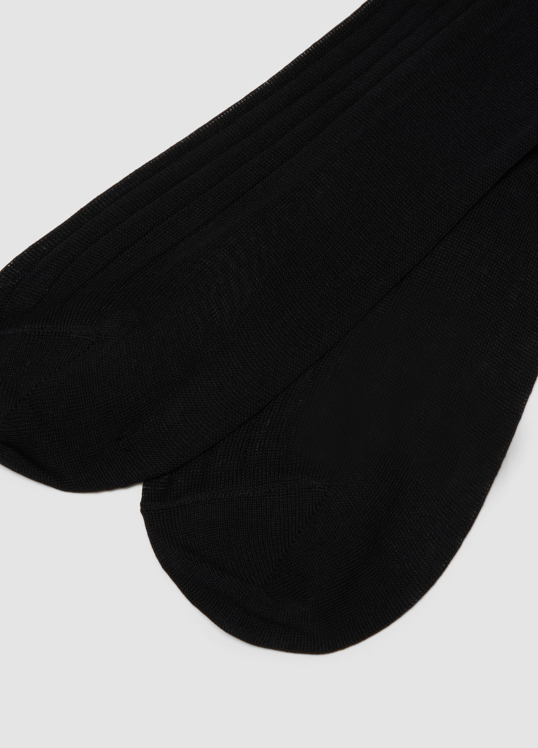 Black long socks in pure cotton