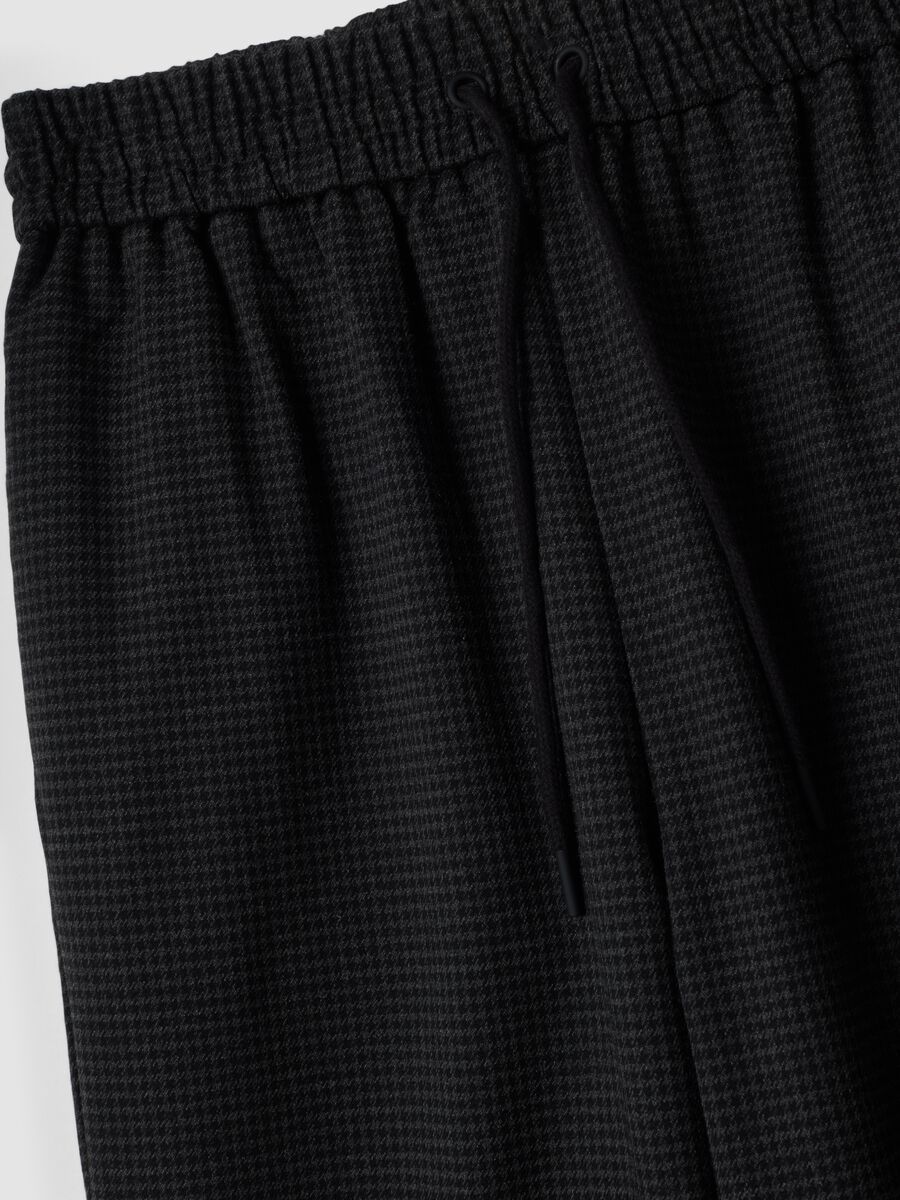 Black and grey stretch viscose-blend wide-leg joggers with pattern_1