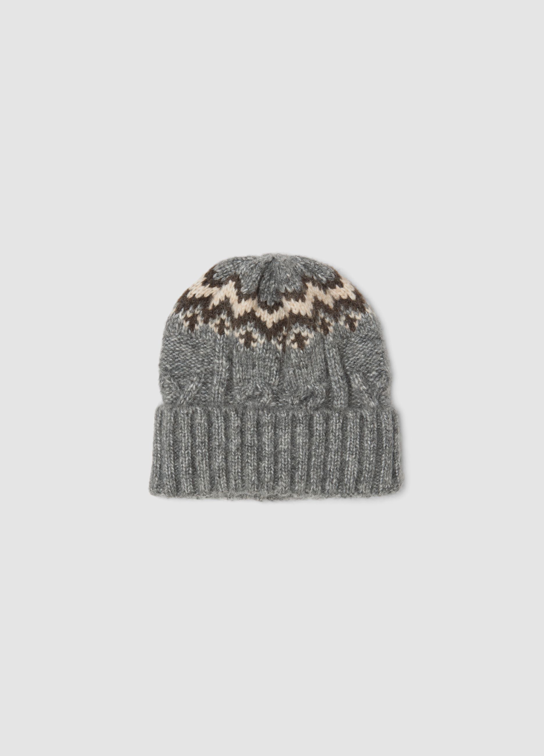 Grey wool-blend jersey-knit beanie