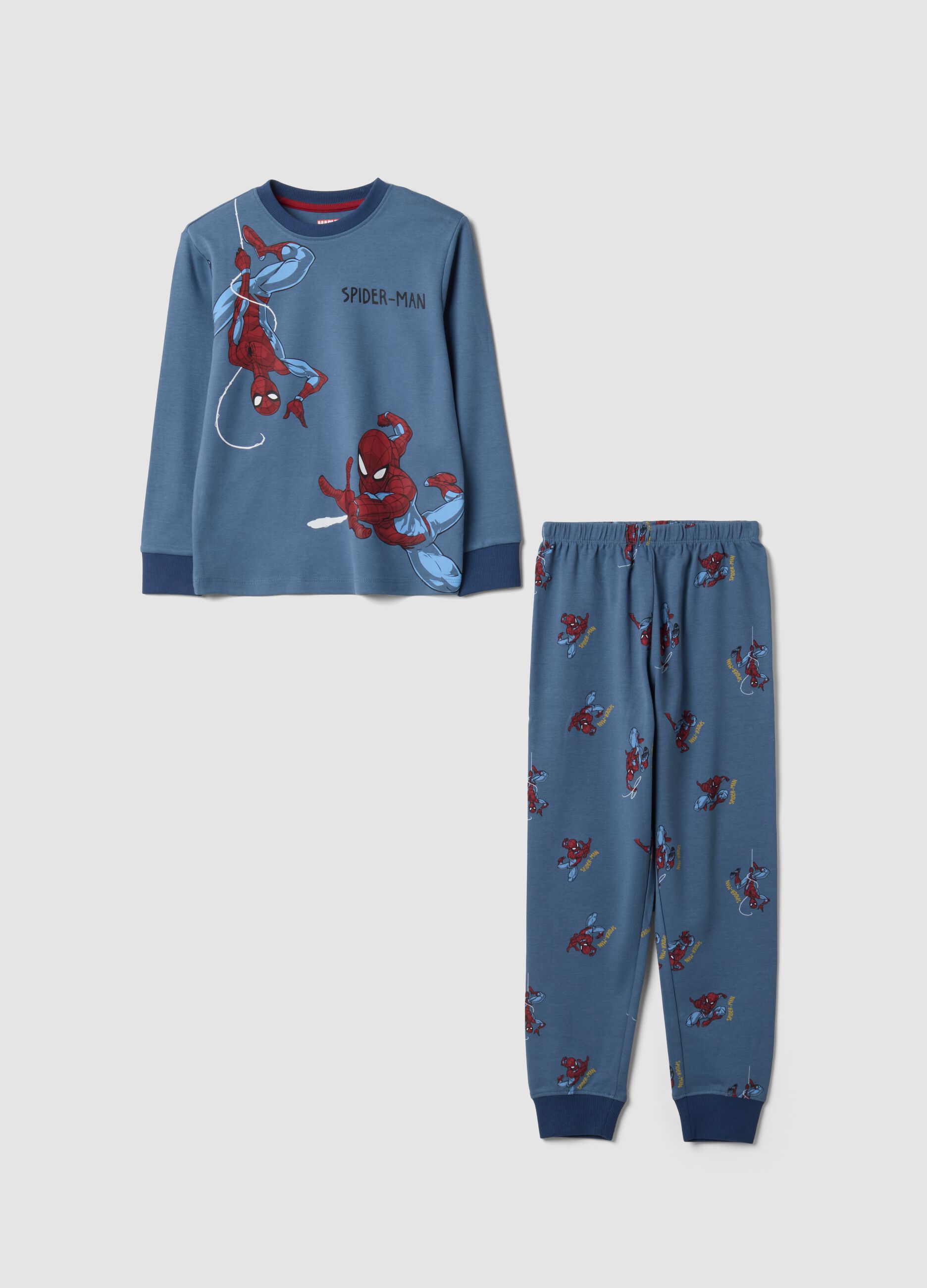 Blue pure organic cotton pyjamas with MARVEL Spider-Man print