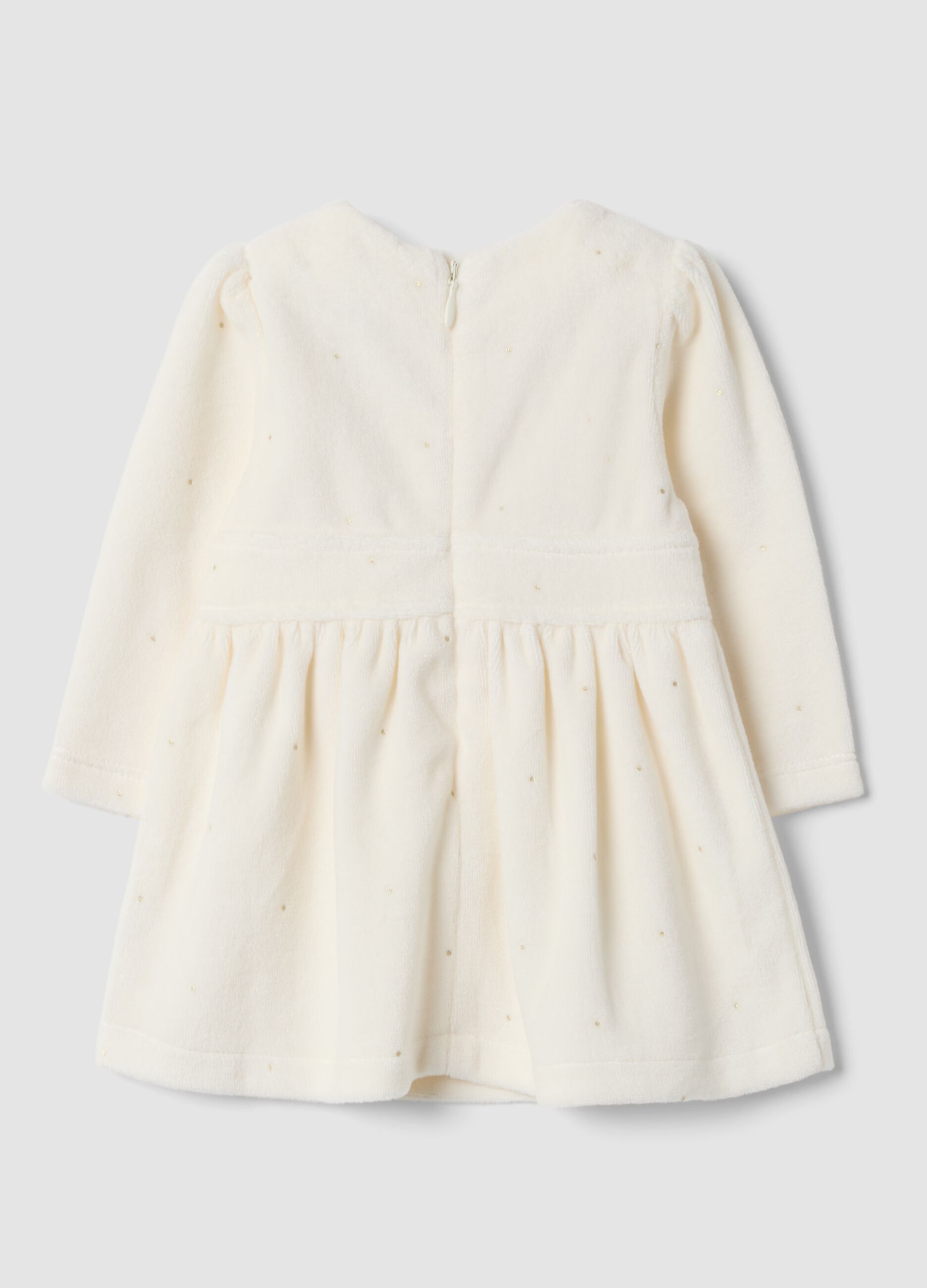 White crew-neck dress in organic cotton blend