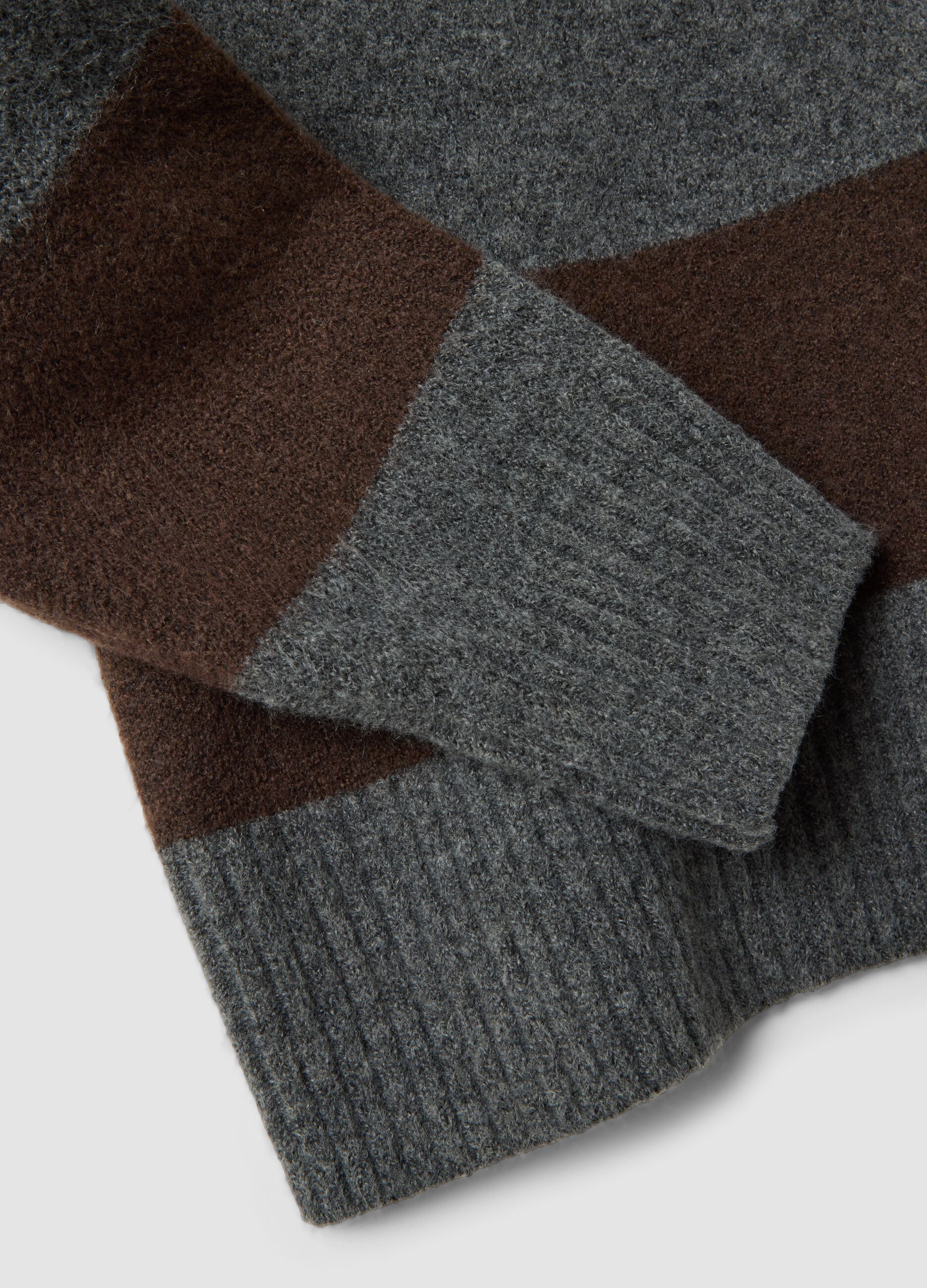 Grey stretch wool striped crew-neck jumper