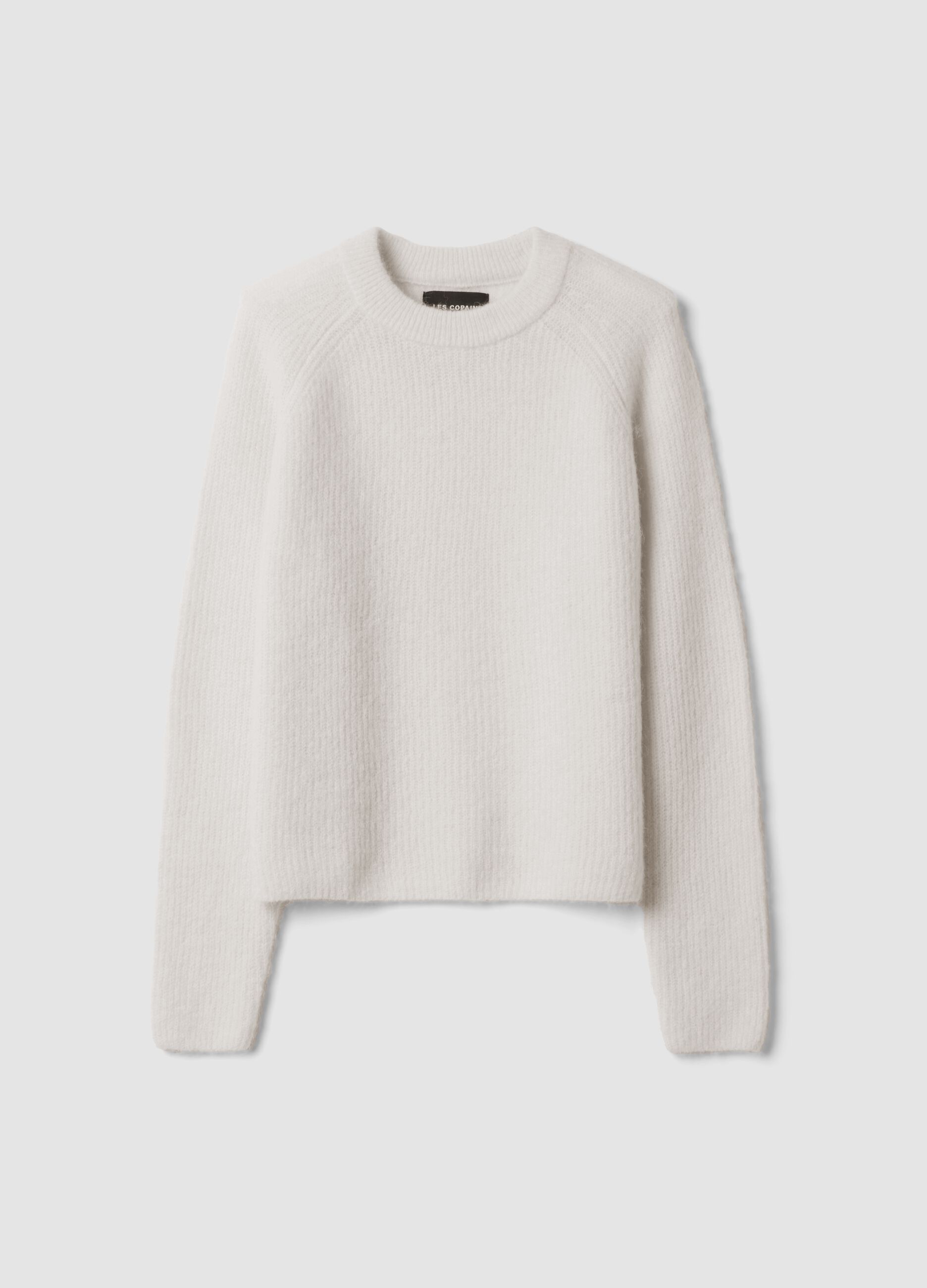 Maglia bianca in alpaca e lana elasticizzato girocollo