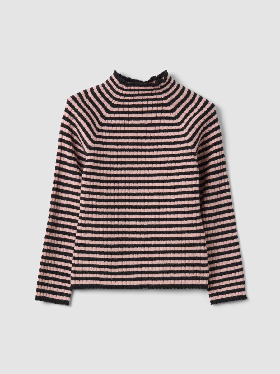 Pink striped viscose-blend crew-neck jumper_0