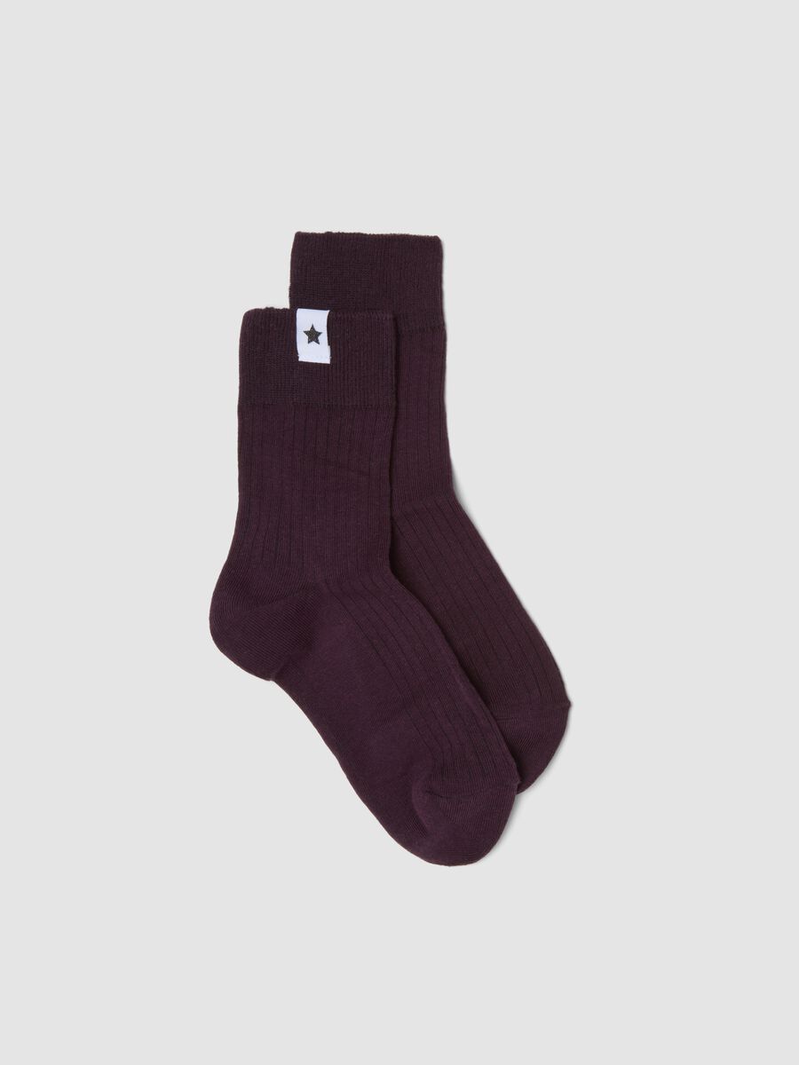 Purple ribbed stretch-cotton socks_0