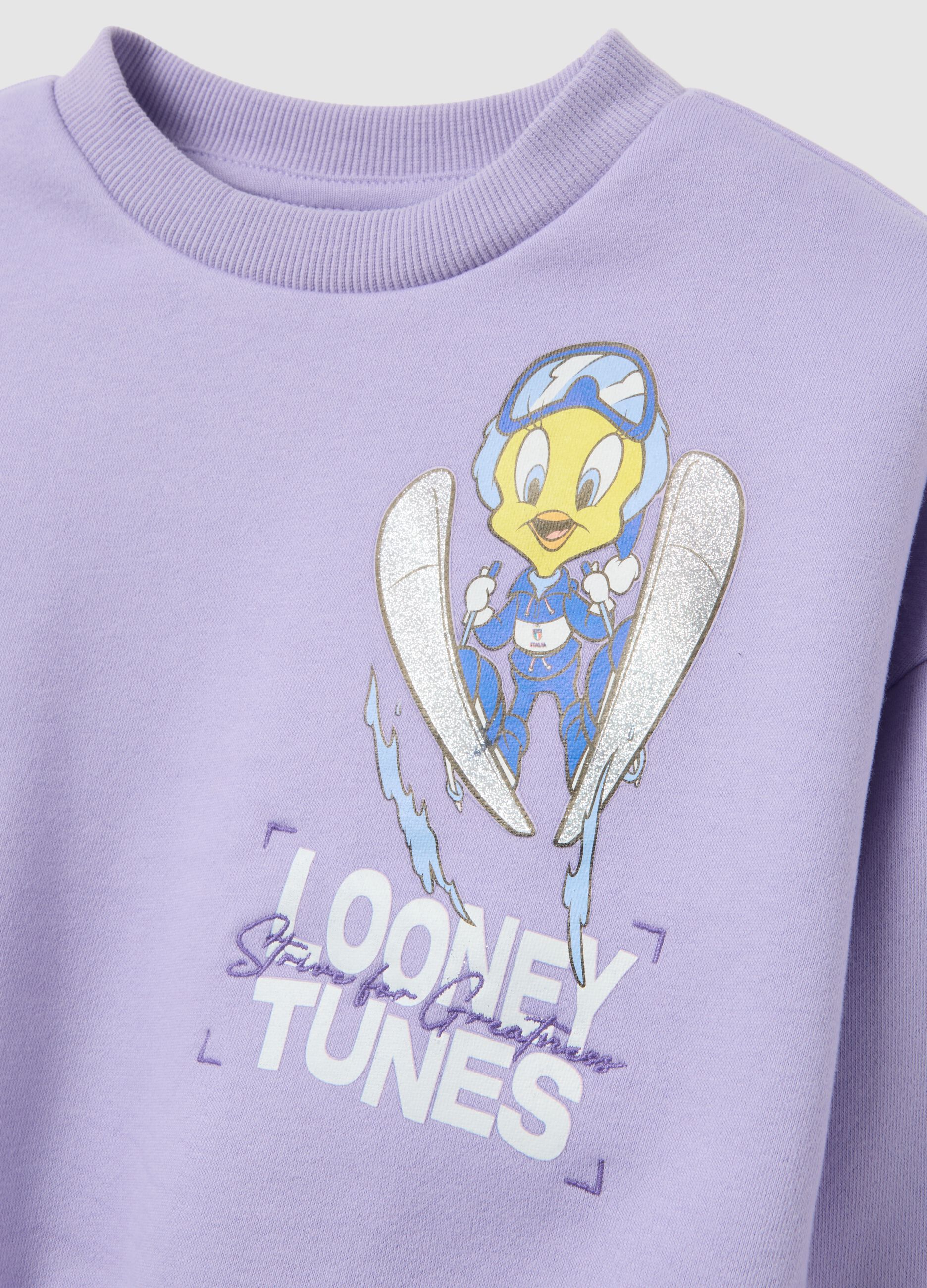 Girls' Regular Fit Purple Suit in Cotton Blend with Print