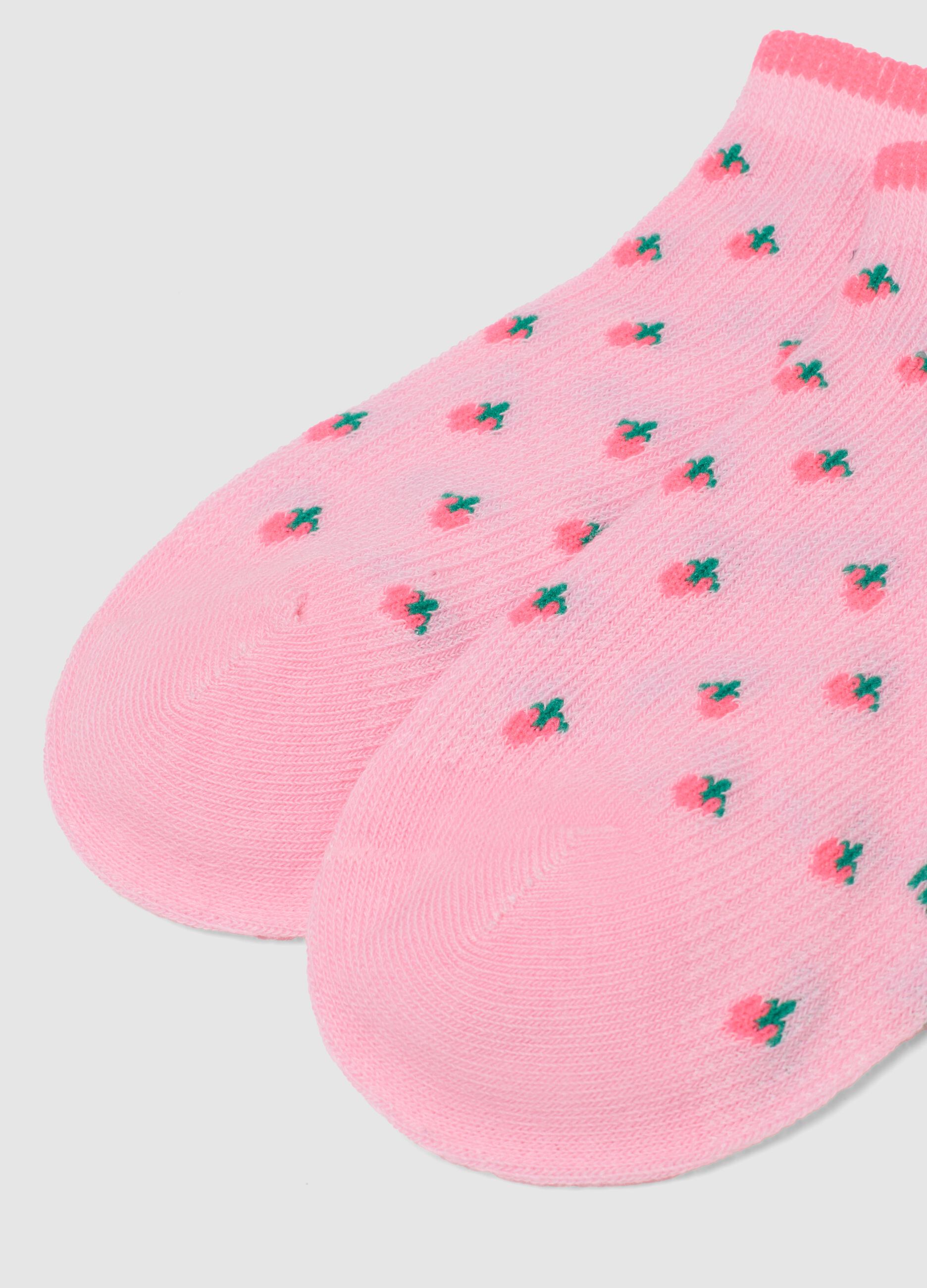 Girls' multicolour cotton blend fruit socks three-pack