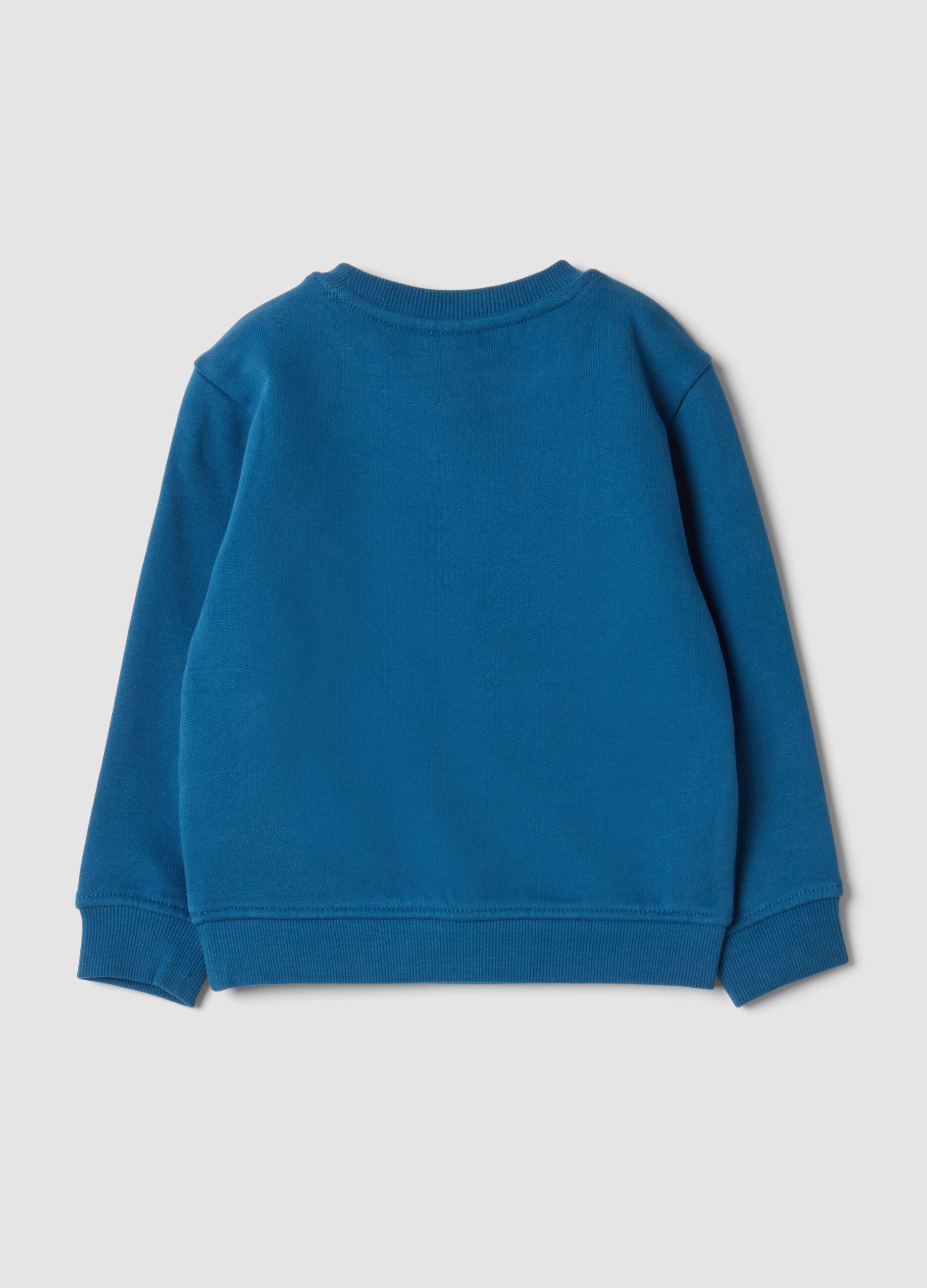 Blue crew-neck sweatshirt in pure organic cotton
