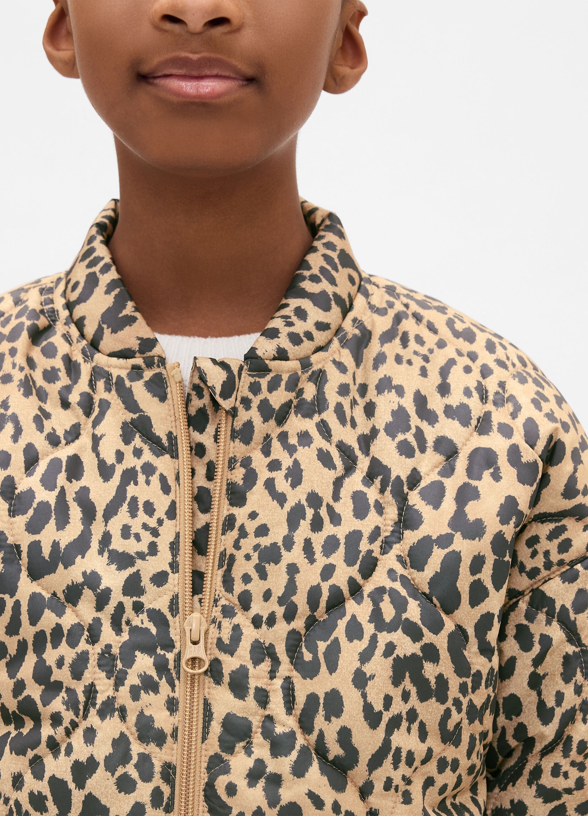 Beige Leopard Print Bomber Jacket