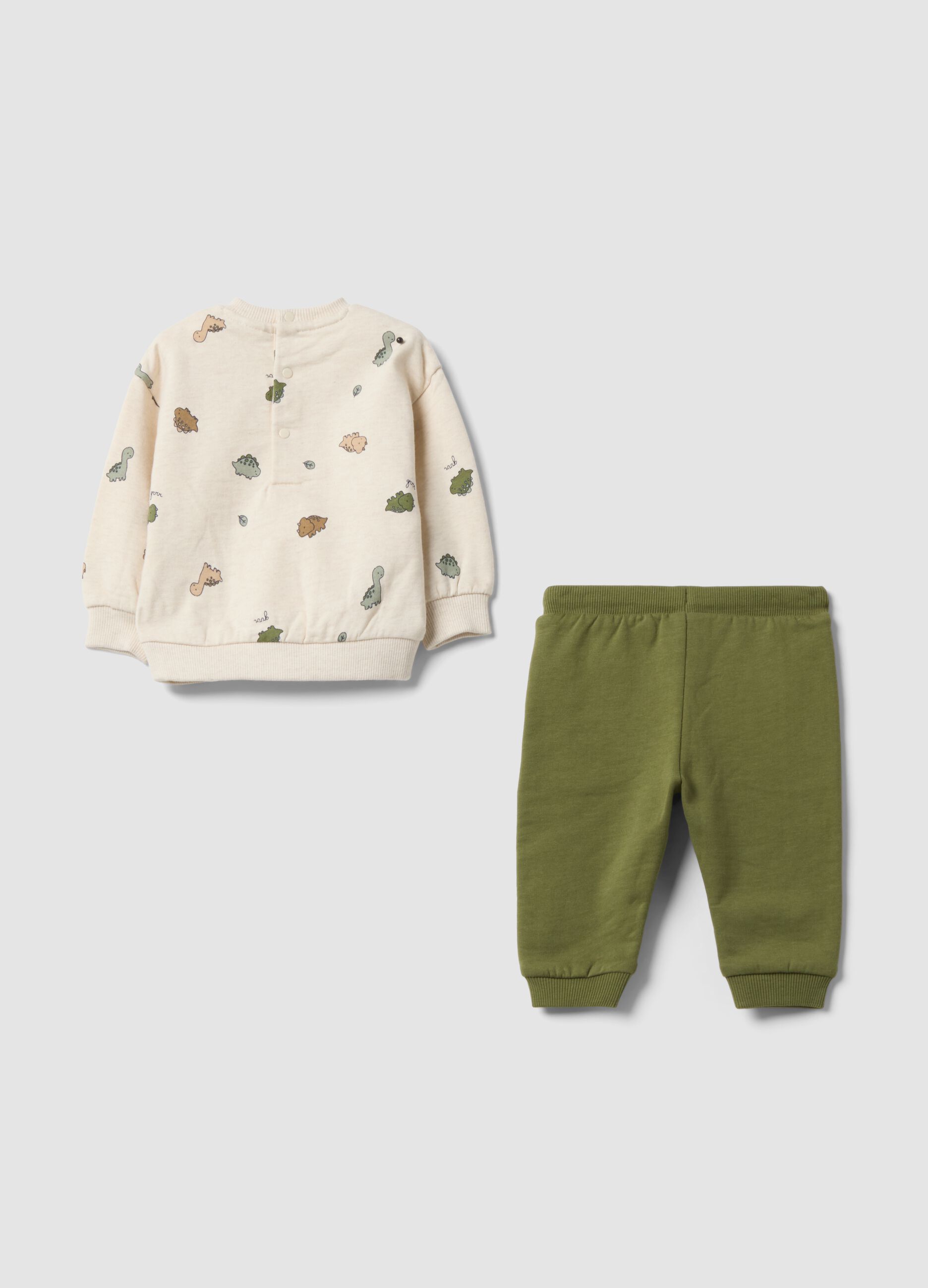 Completo beige e verde in puro cotone organico