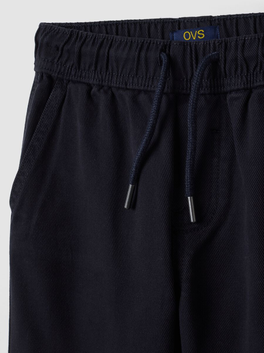 Blue regular-fit stretch cotton twill trousers_2
