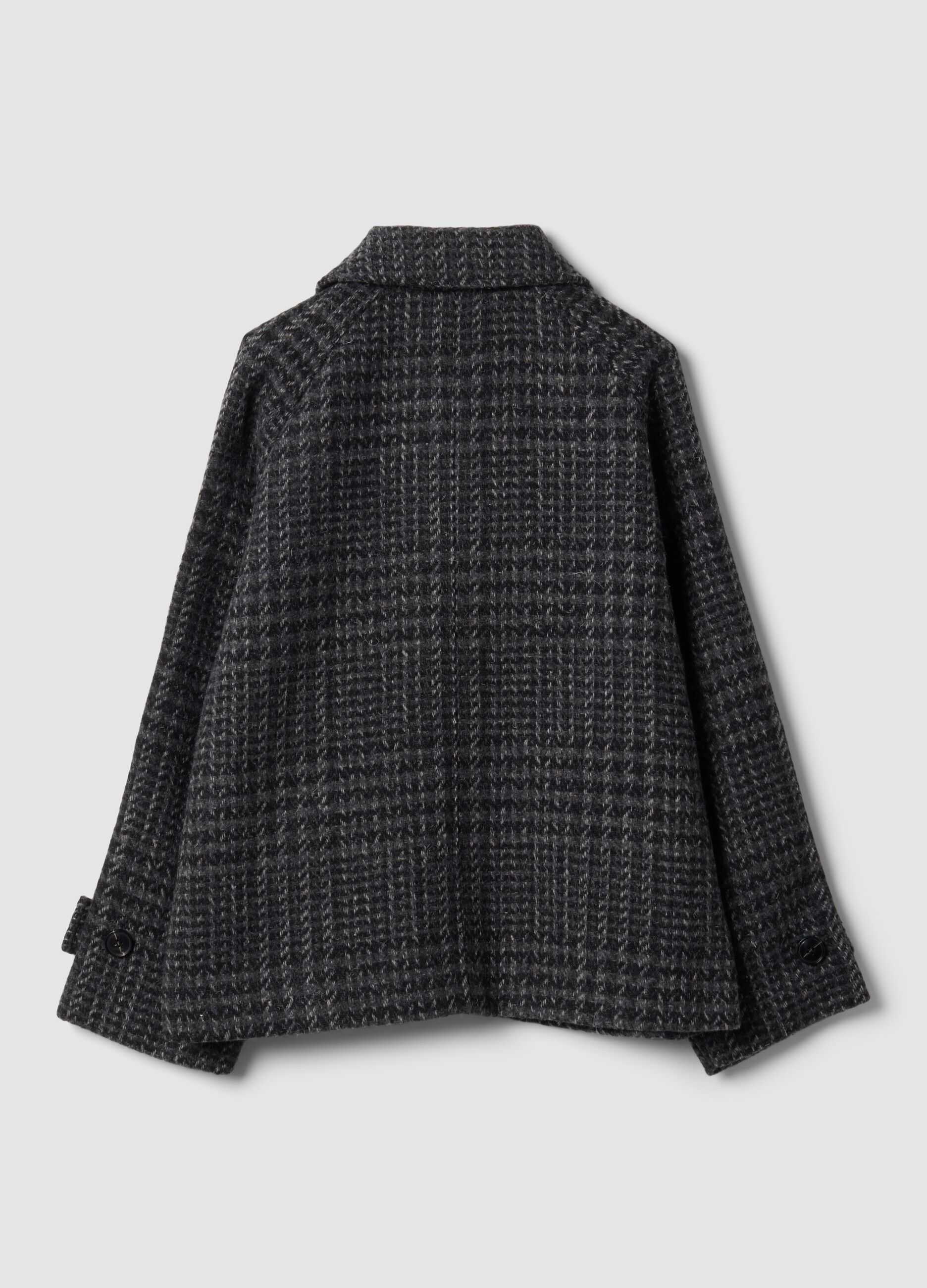 Grey houndstooth wool-blend coat
