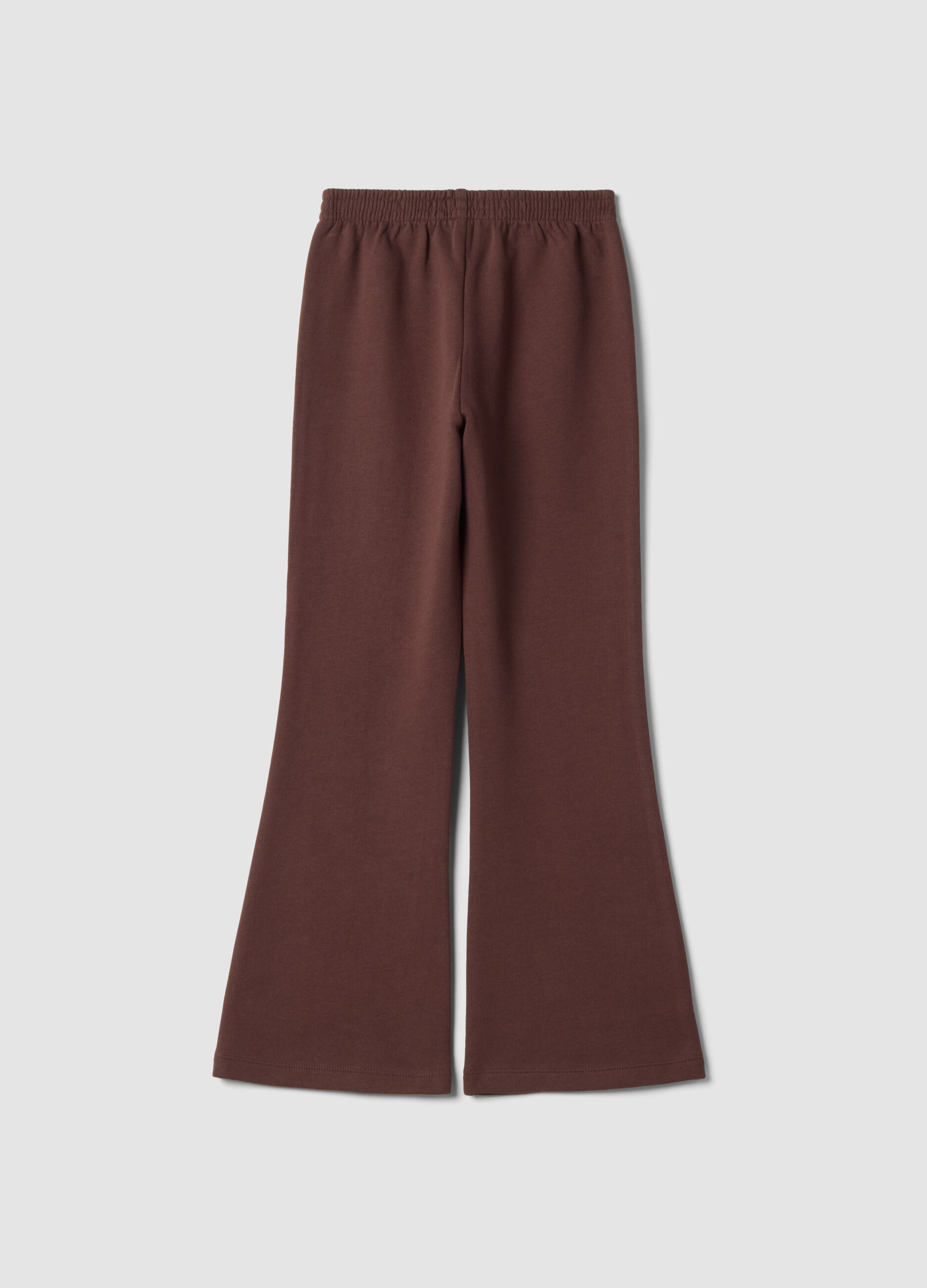 Pantaloni marroni flare in misto cotone e viscosa