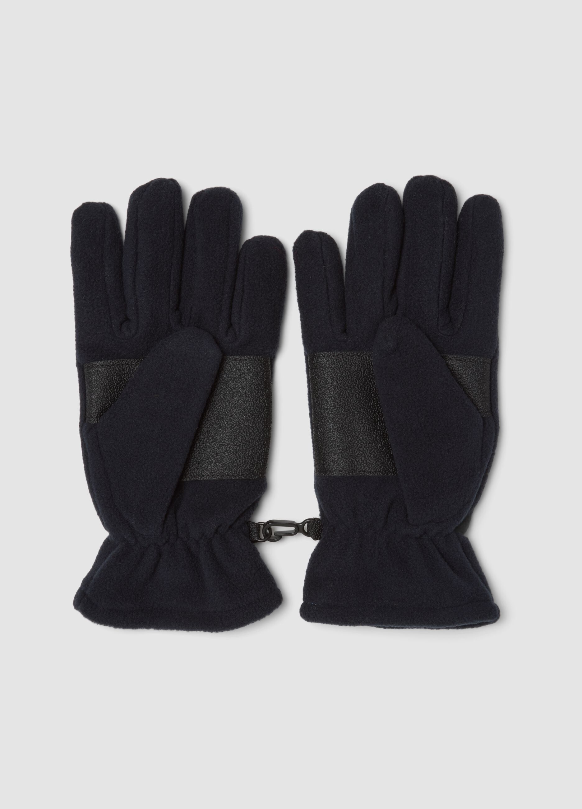 Blue fleece gloves with elasticated cuff