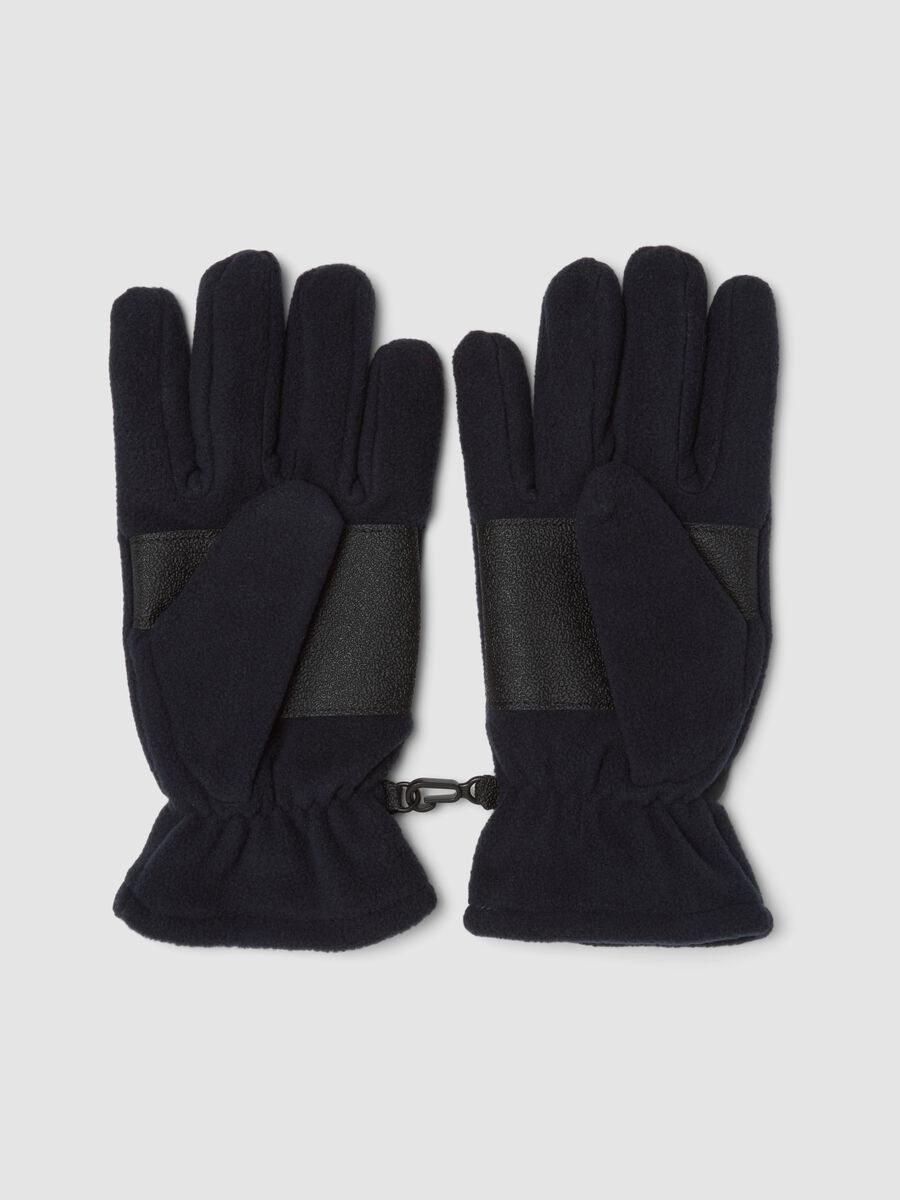 Blue fleece gloves with elasticated cuff_1