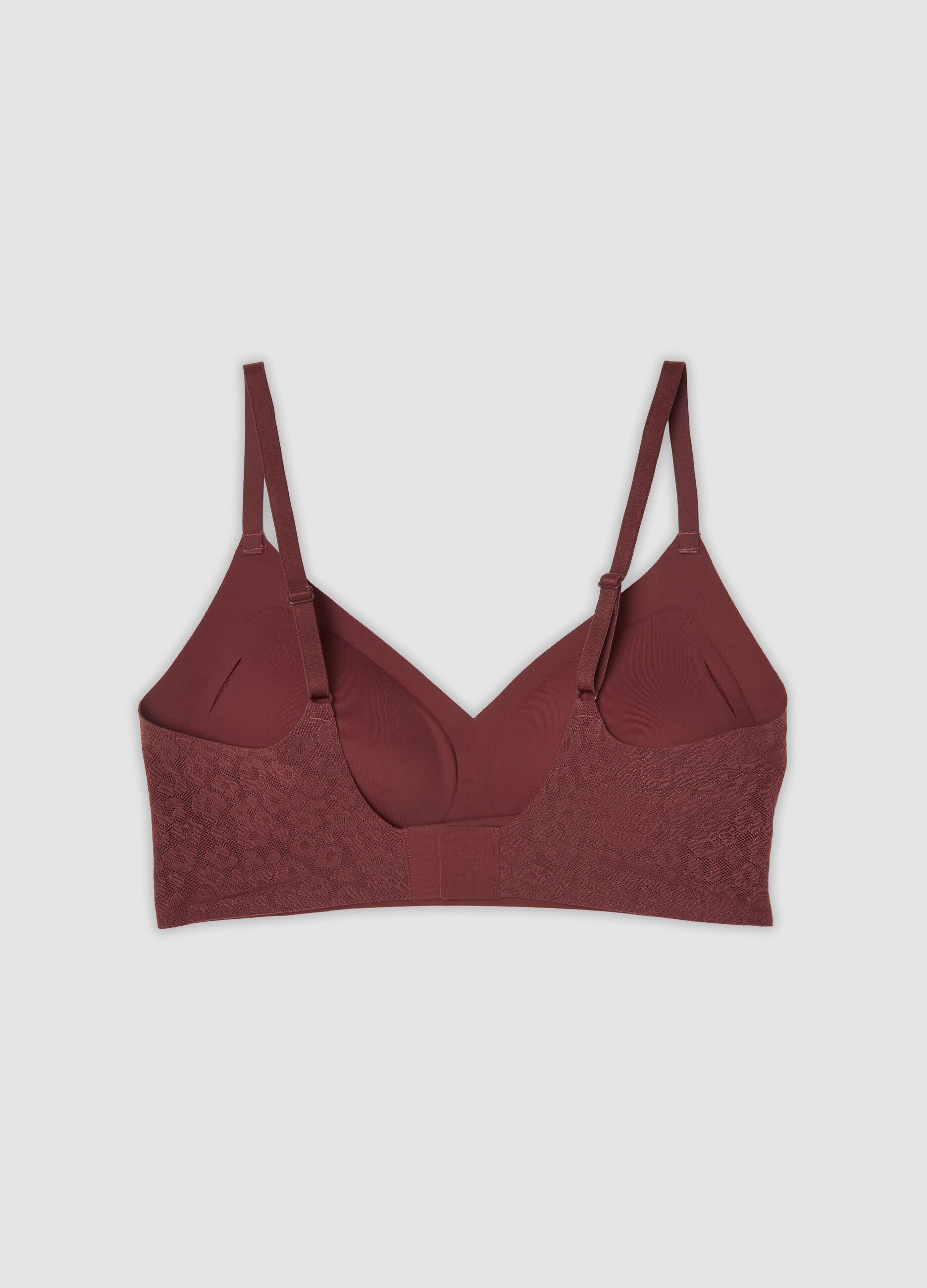 Red lace stretch-fabric bralette bra