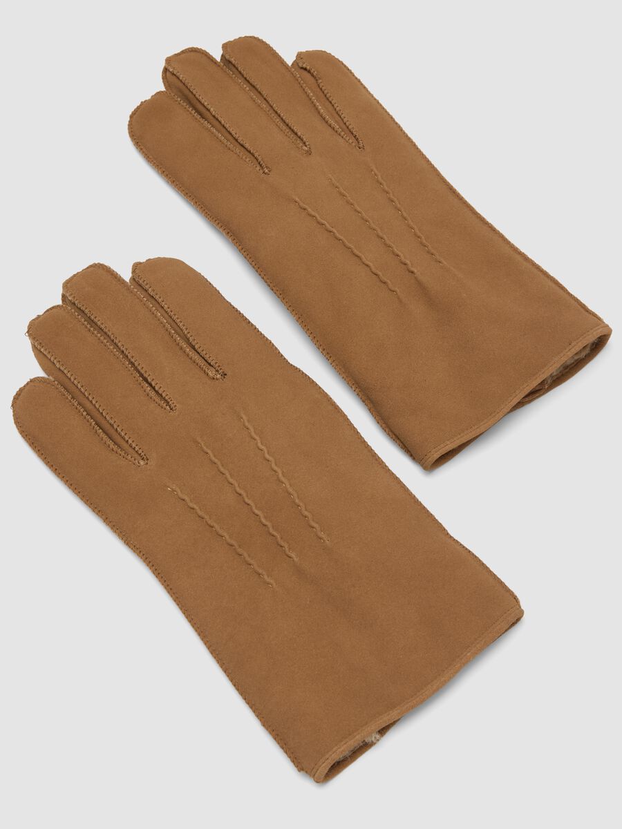 Brown gloves in pure leather_1