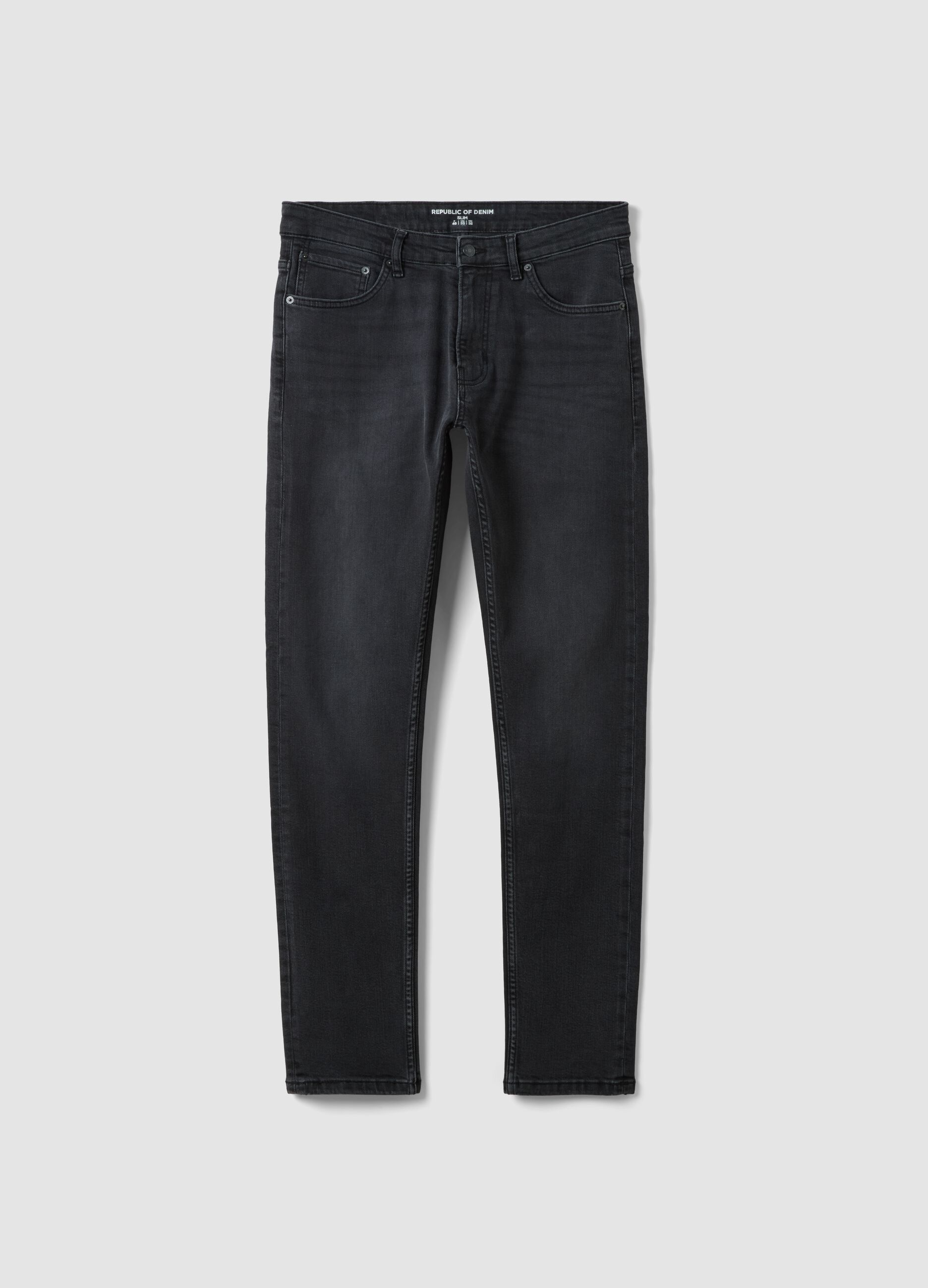 Black stretch-cotton slim-fit denim jeans