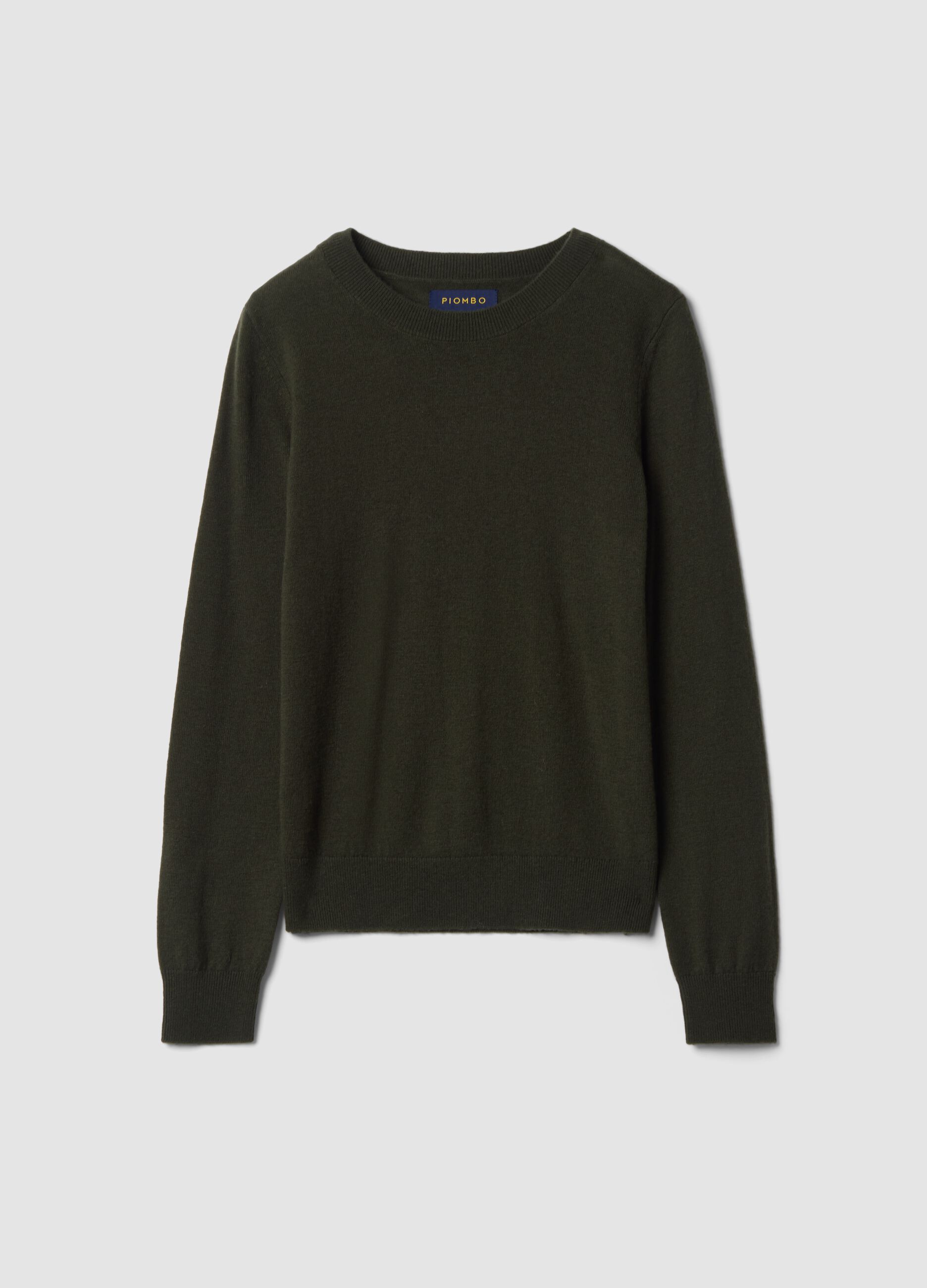 Green pure wool crew-neck jumper