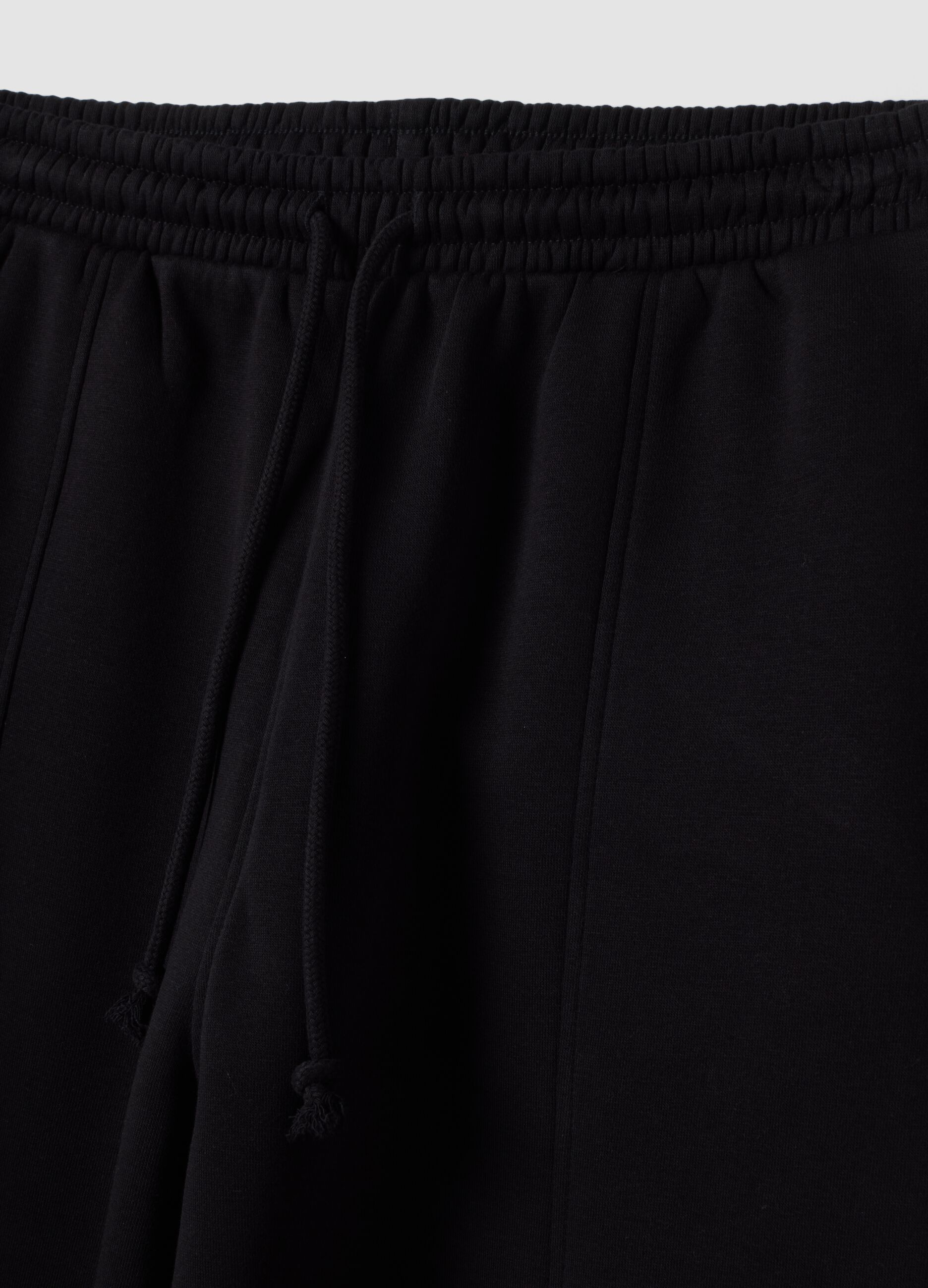 Black cotton-blend joggers with drawstring waist