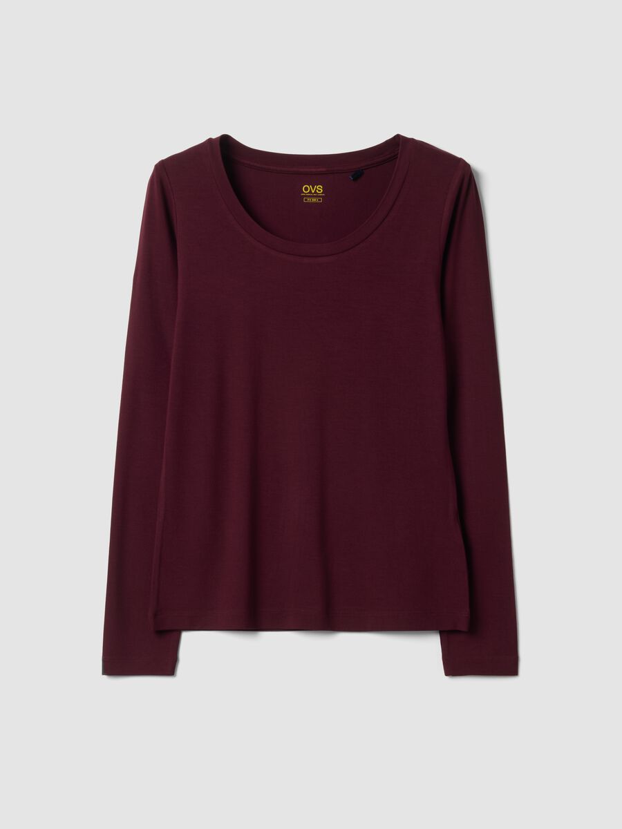 Purple stretch viscose slim-fit crew-neck T-shirt_4