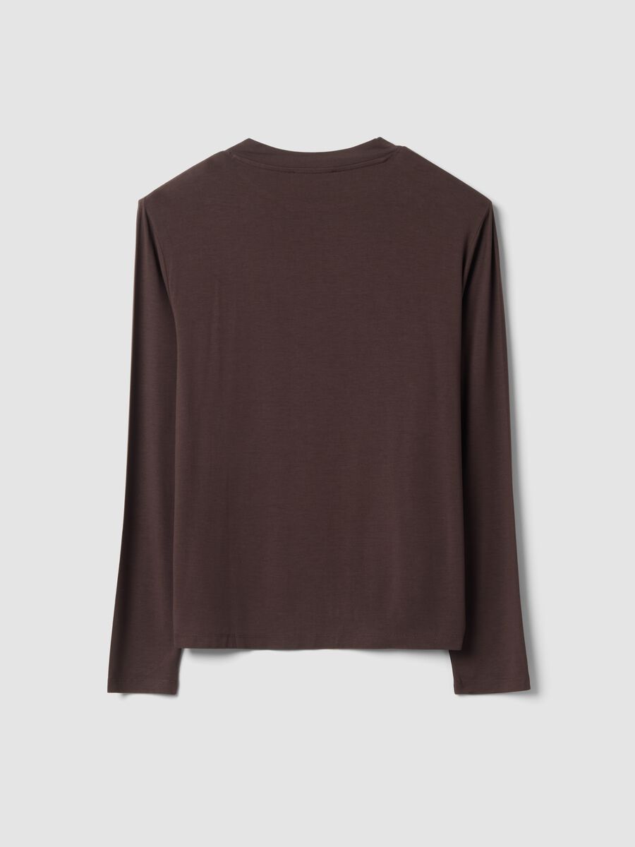 Dark brown stretch viscose regular-fit top_2