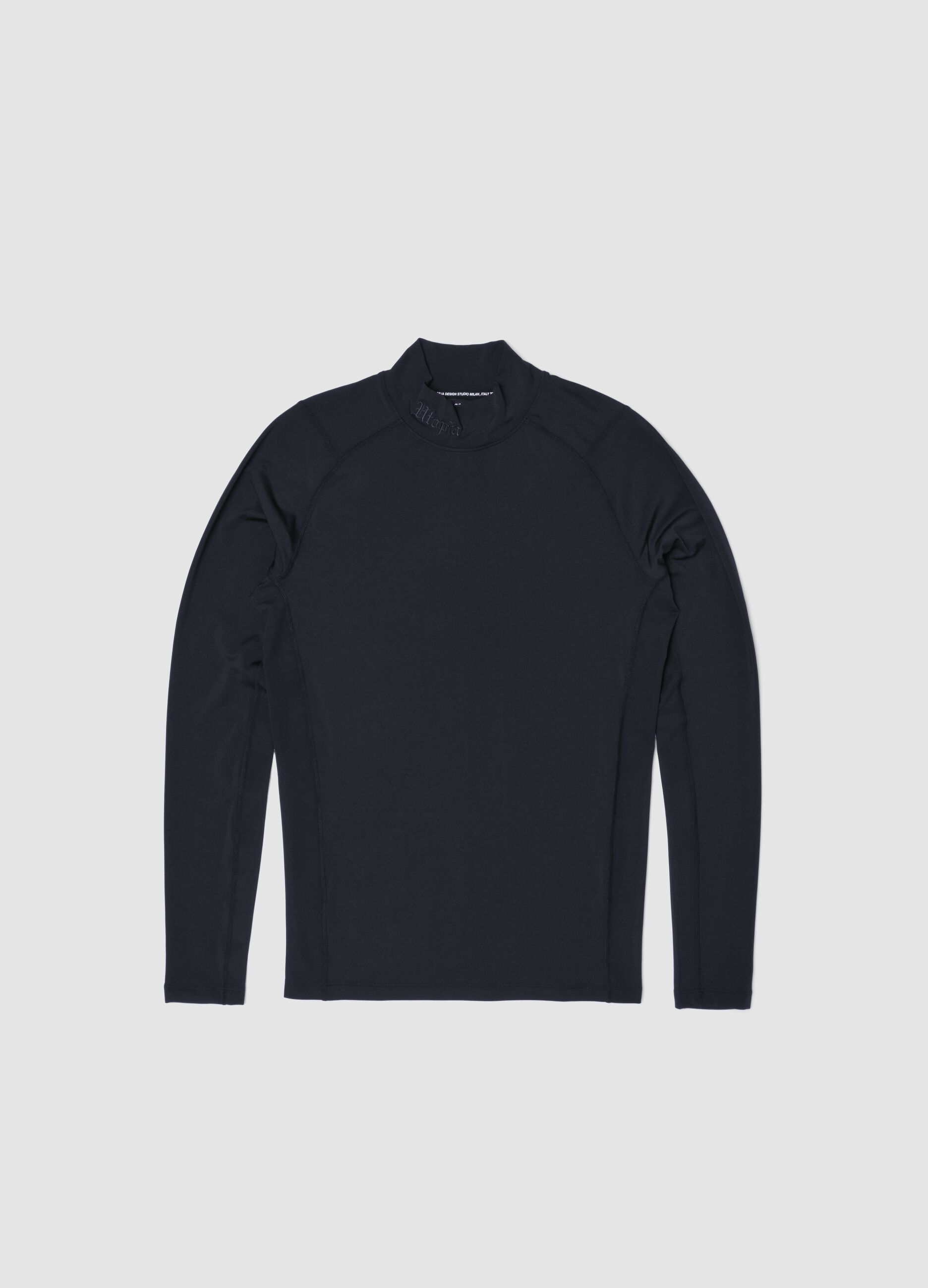 Black Technical Mock-Neck Longsleeve