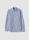 Blue striped lyocell-blend shirt with French collar, easy iron_0