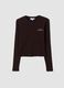 Brown pure cotton T-shirt with chest lettering_0