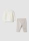 White and beige pure organic cotton set with squirrel embroidery_1