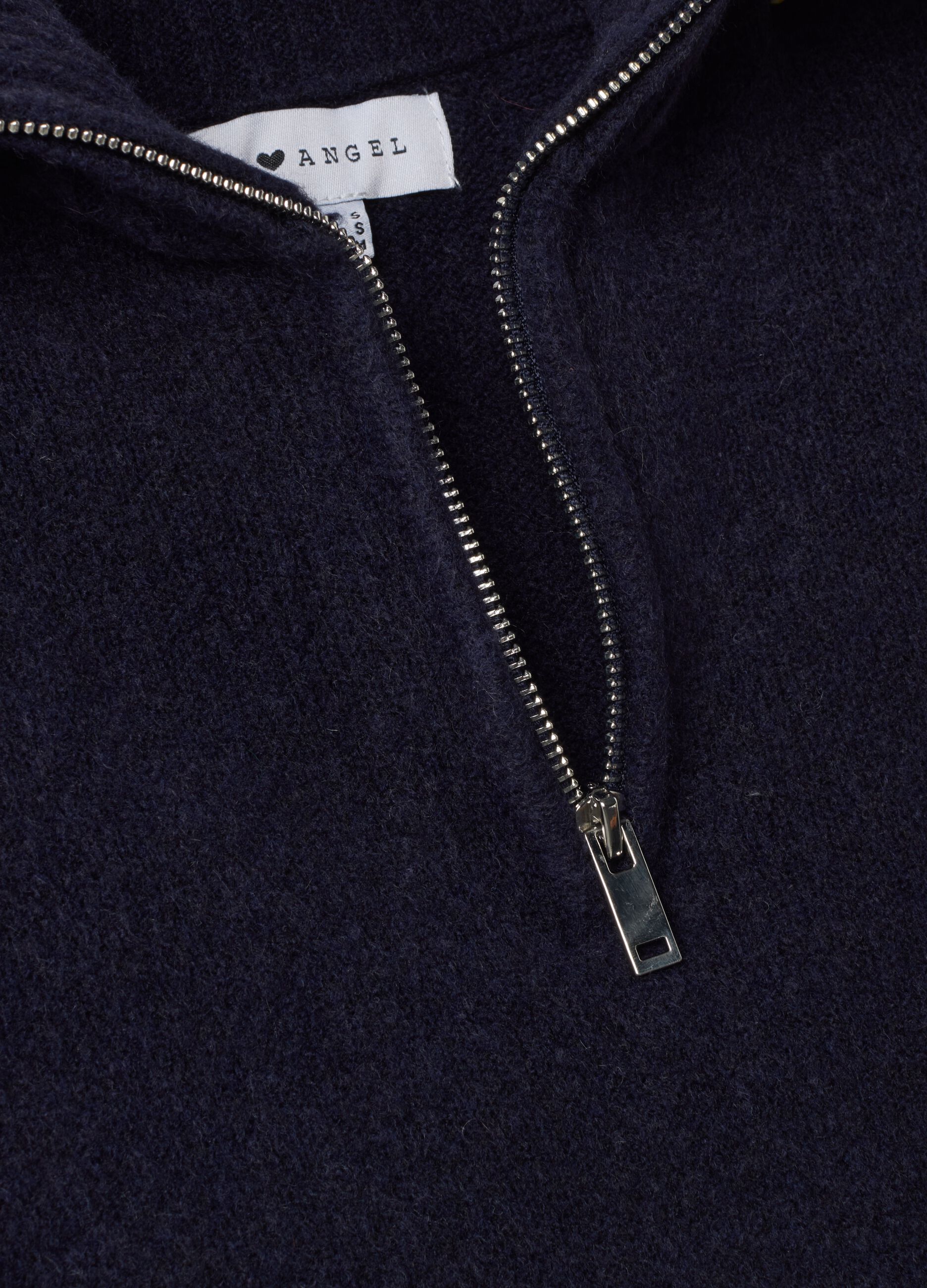 Blue stretch wool half-zip jumper