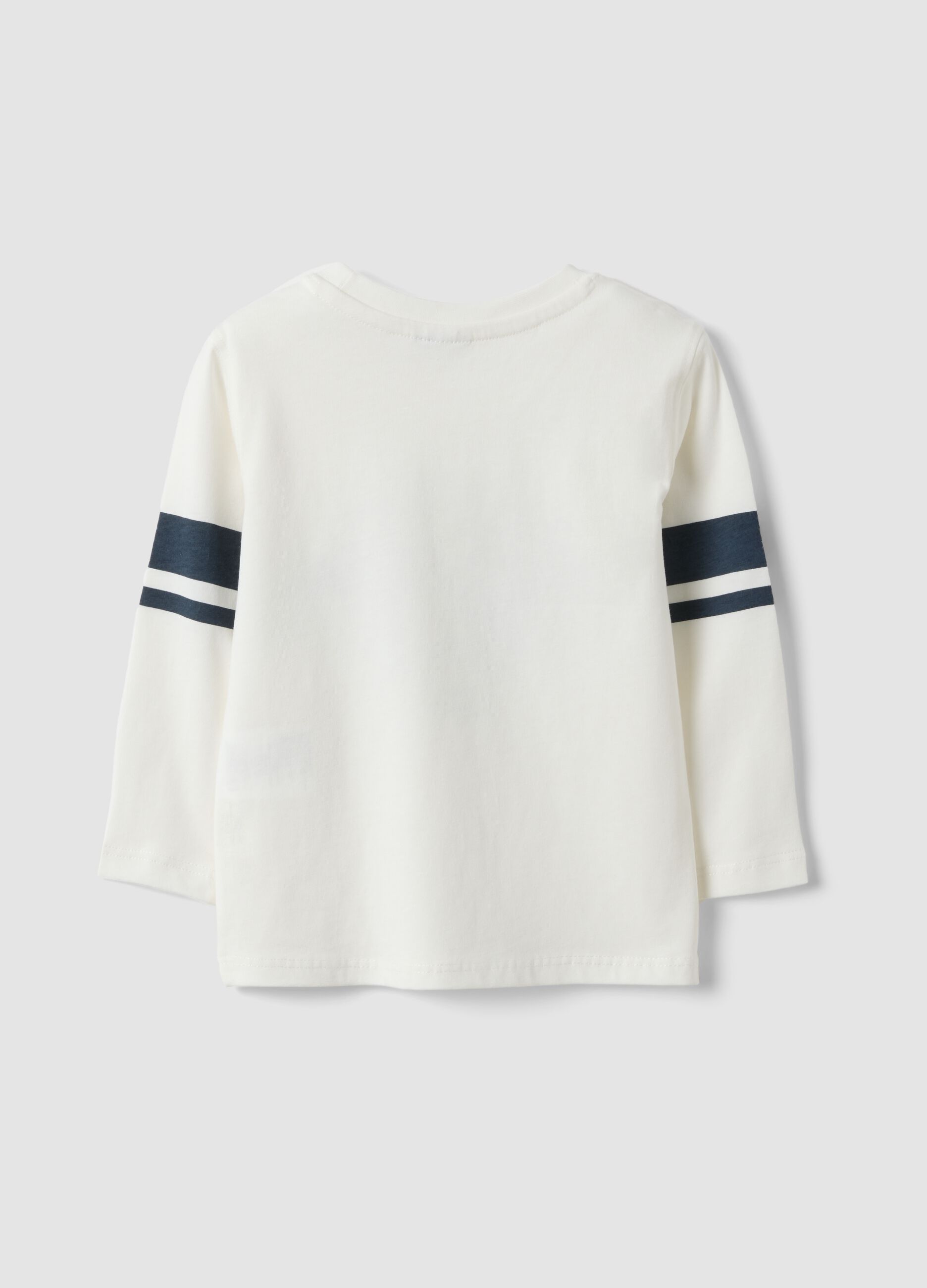 White organic cotton crew-neck T-shirt for baby boy