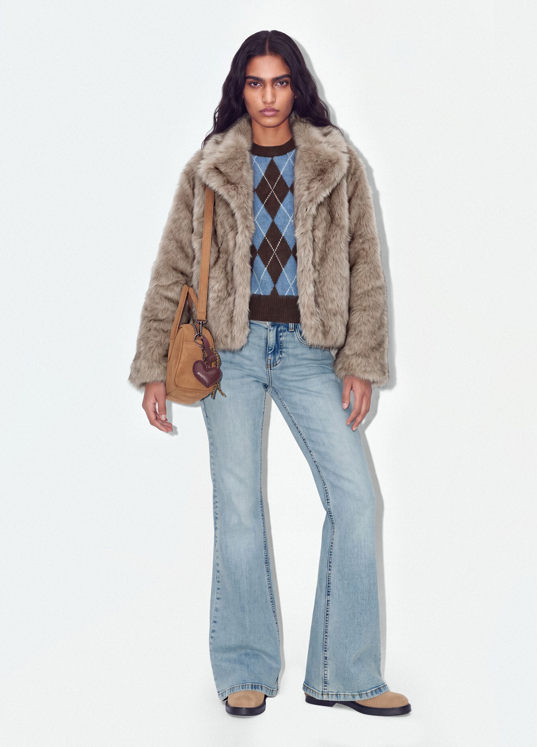 Jeans blu chiaro flare in cotone elasticizzato