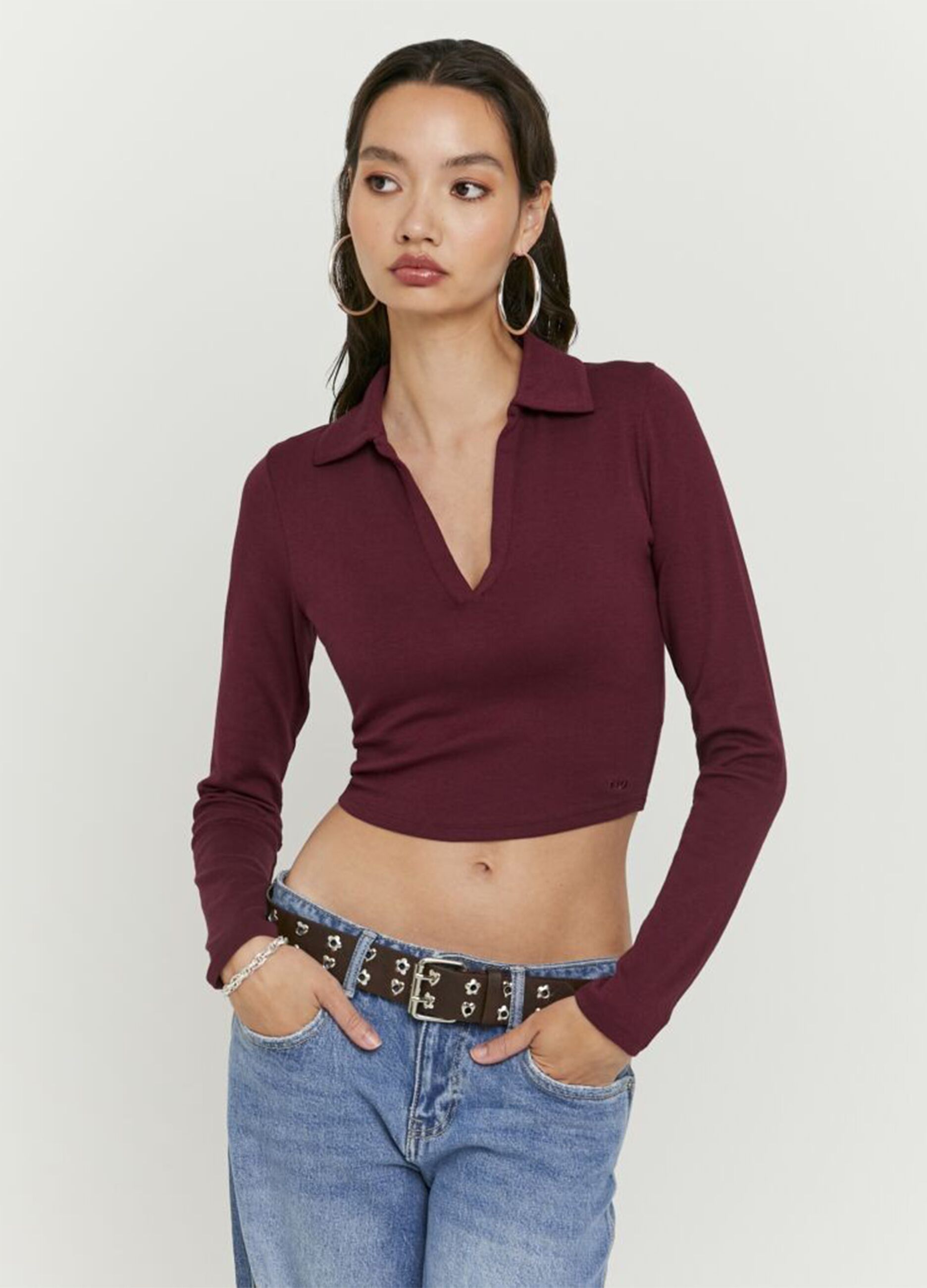 Red regular fit cotton blend sweater