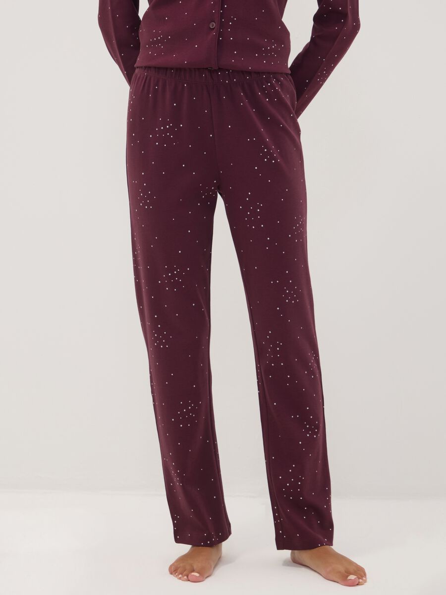 Purple pure cotton crew-neck pyjamas_2