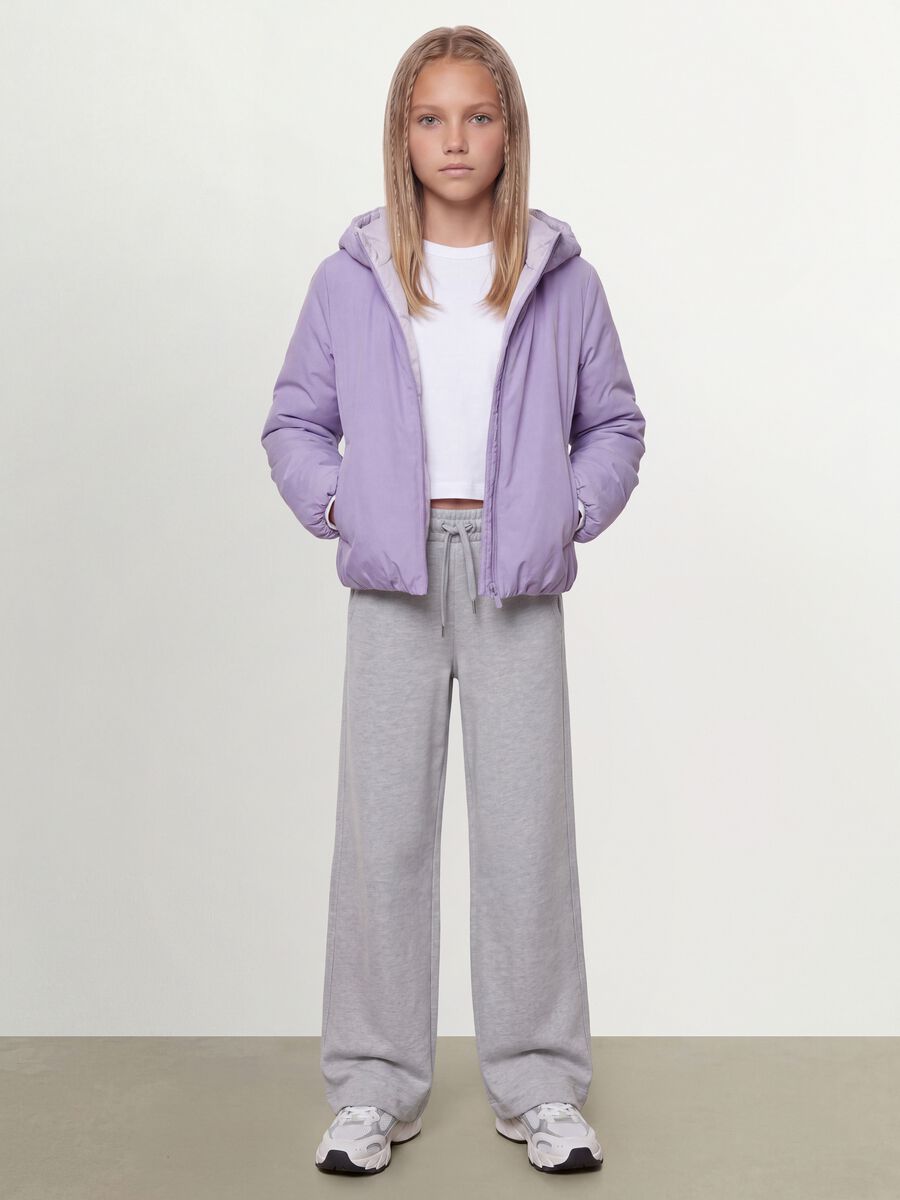 Purple reversible ultralight hooded zip jacket for girls_2